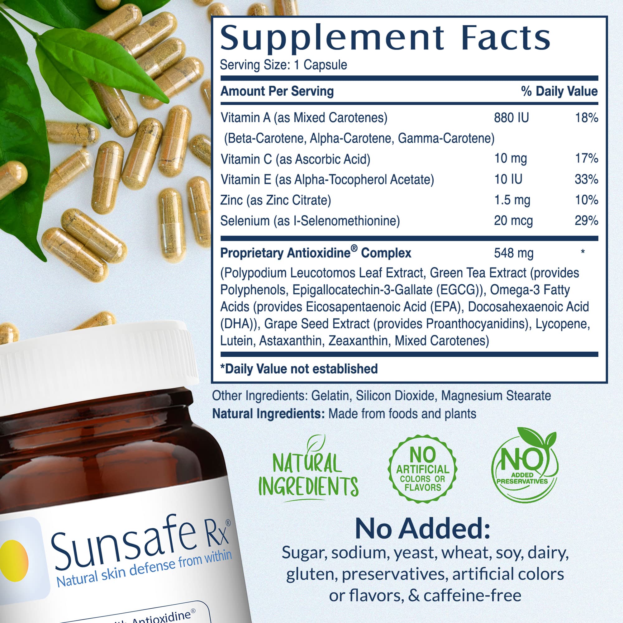 Foto 7 pulgar | Suplemento Antienvejecimiento Sunsafe Rx Con Polypodium Leucotomos 25 - Venta Internacional.