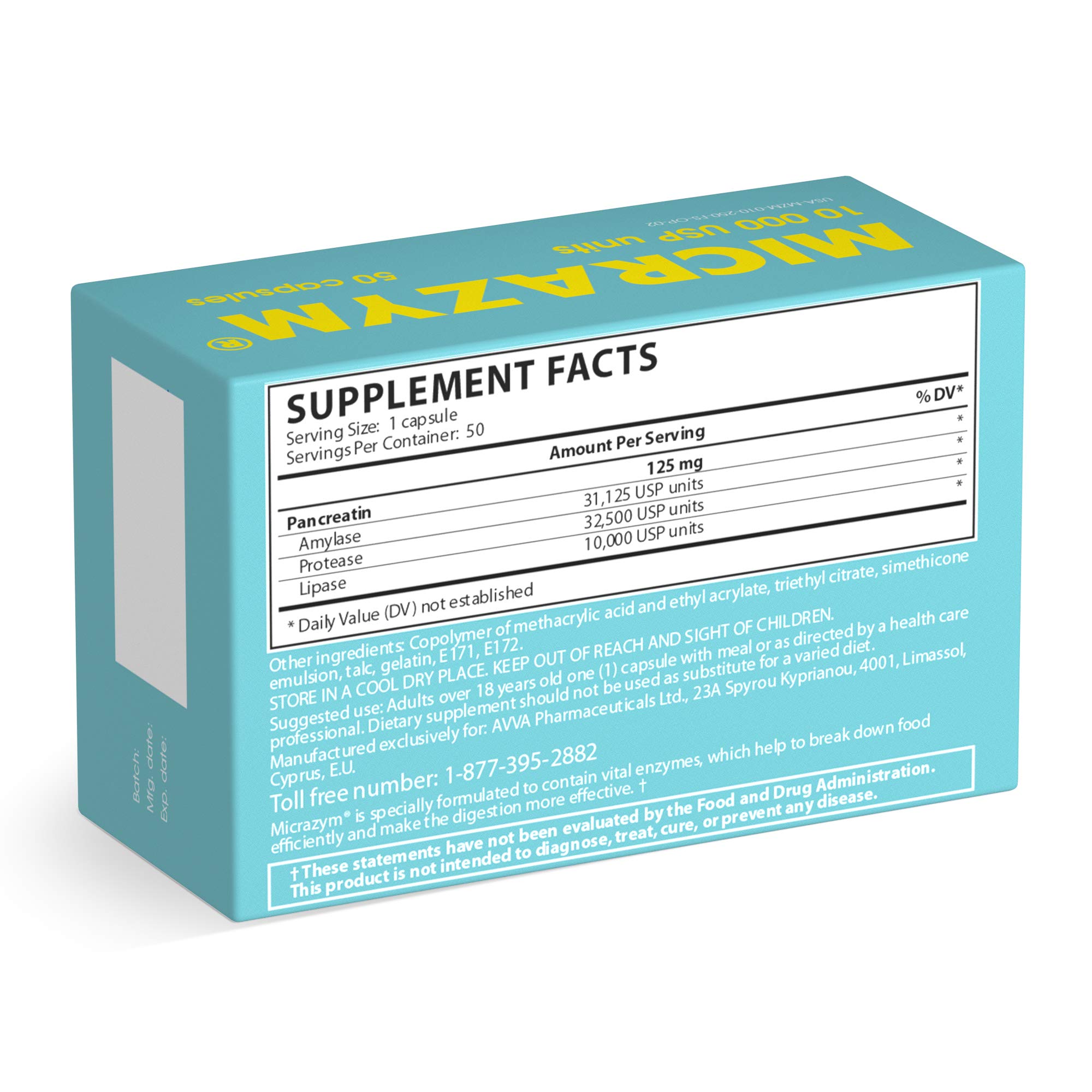 Foto 4 pulgar | Suplementos Avva Pharma Micrazym Enzimas Pancreáticas 50 Cápsulas - Venta Internacional.