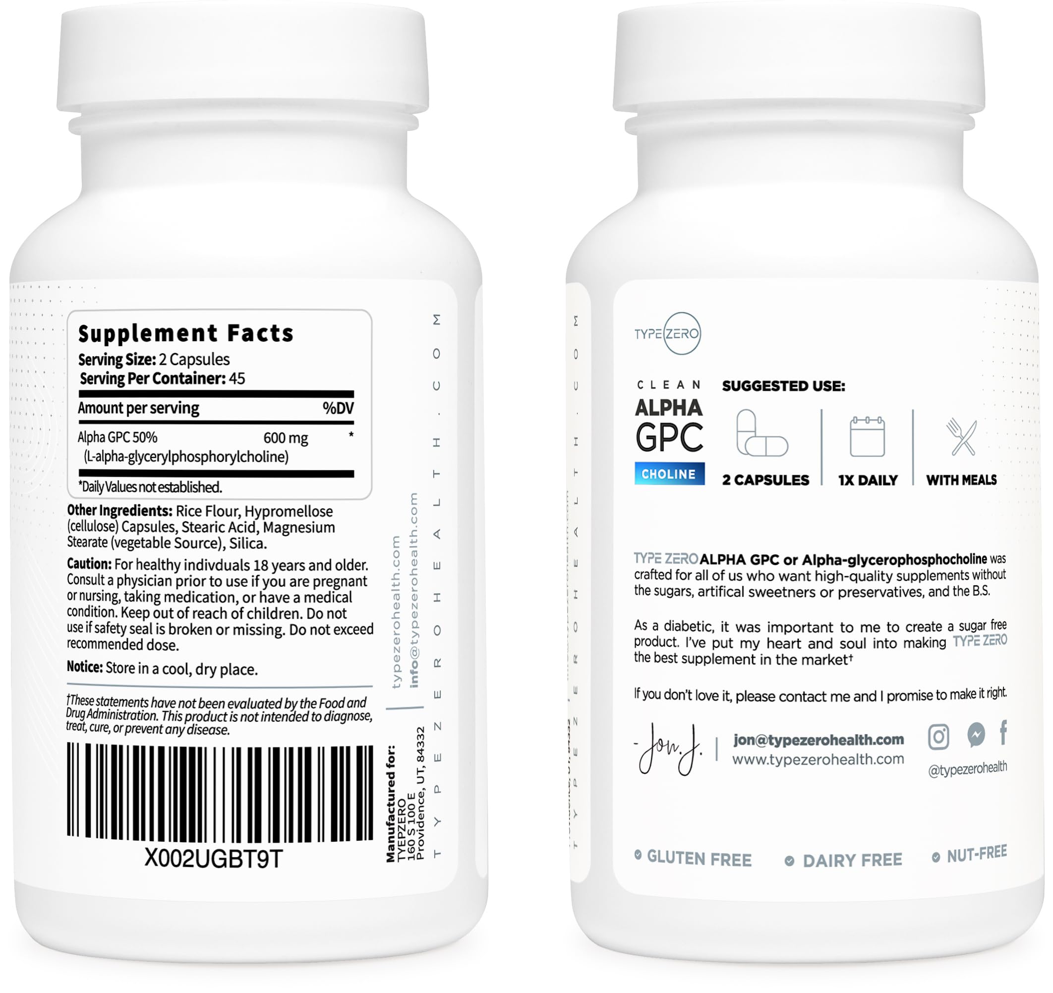 Foto 3 pulgar | Tipo De Suplemento Zero Ultra Clean Alpha Gpc Choline 600 Mg - Venta Internacional.