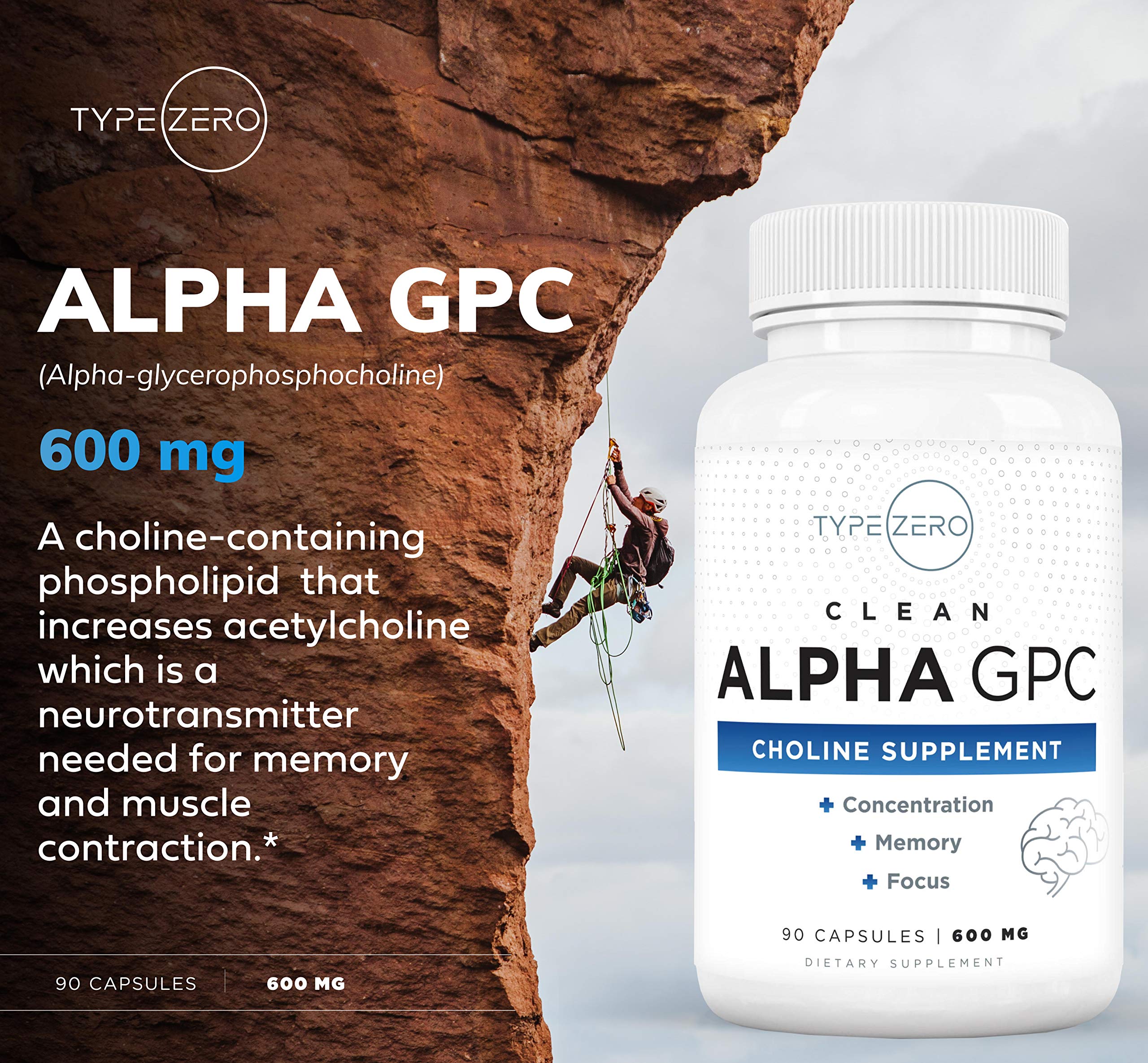 Foto 5 pulgar | Tipo De Suplemento Zero Ultra Clean Alpha Gpc Choline 600 Mg - Venta Internacional.