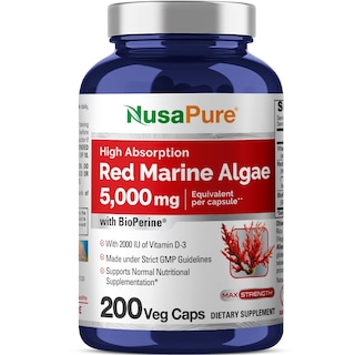 Foto 1 | Suplemento De Algas Marinas Rojas Nusapure, 5000 Mg, 200 Cápsulas - Venta Internacional.