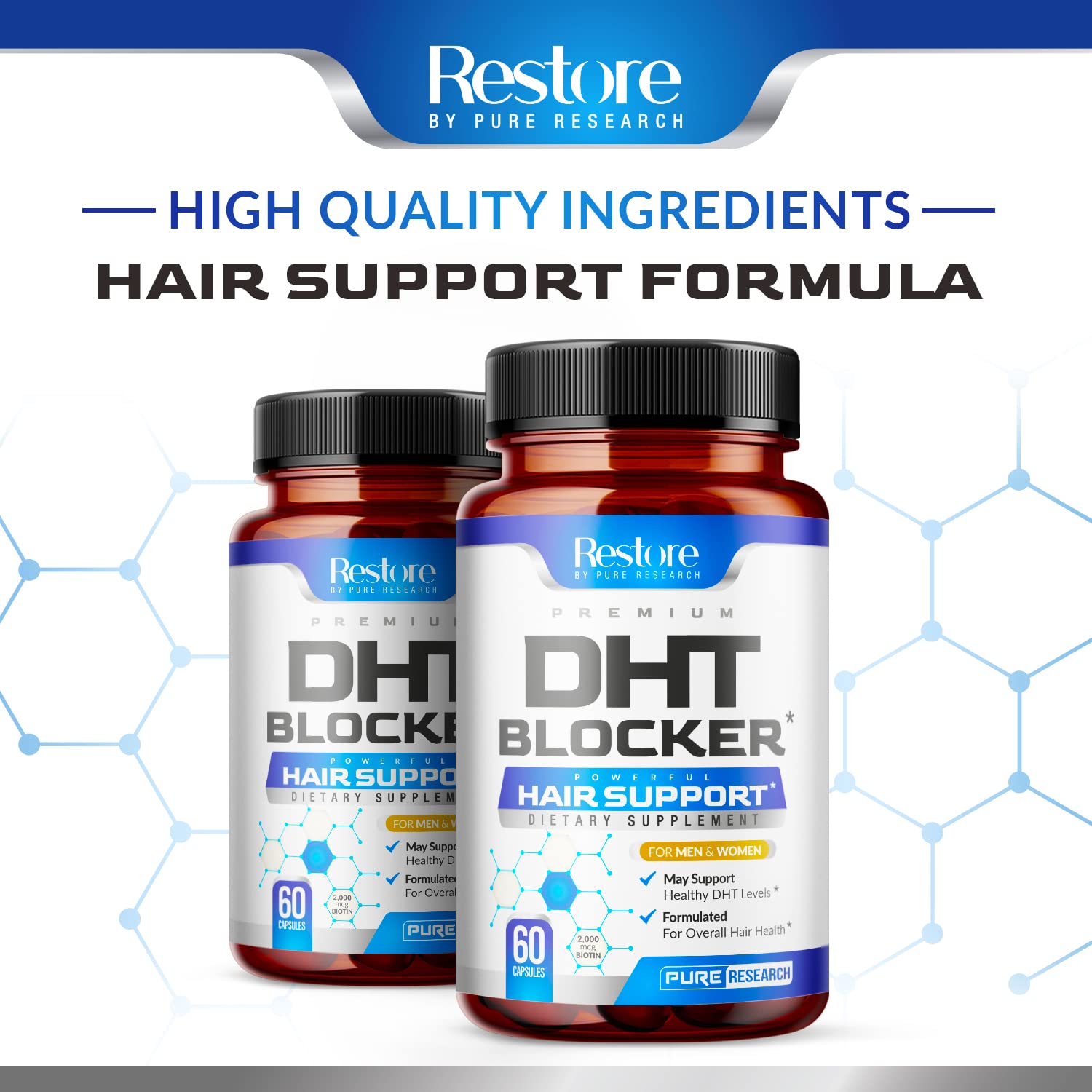 Foto 7 pulgar | Supplement Pure Research Dht Blocker Y Ayuda Al Crecimiento Del Cabello - Venta Internacional.