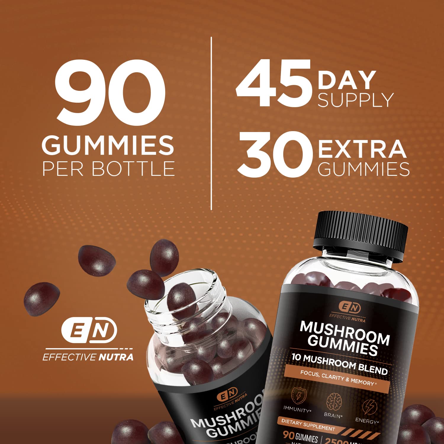 Foto 5 pulgar | Gominolas De Hongos Effective Nutra Mushroom Complex 2500 Mg - Venta Internacional.