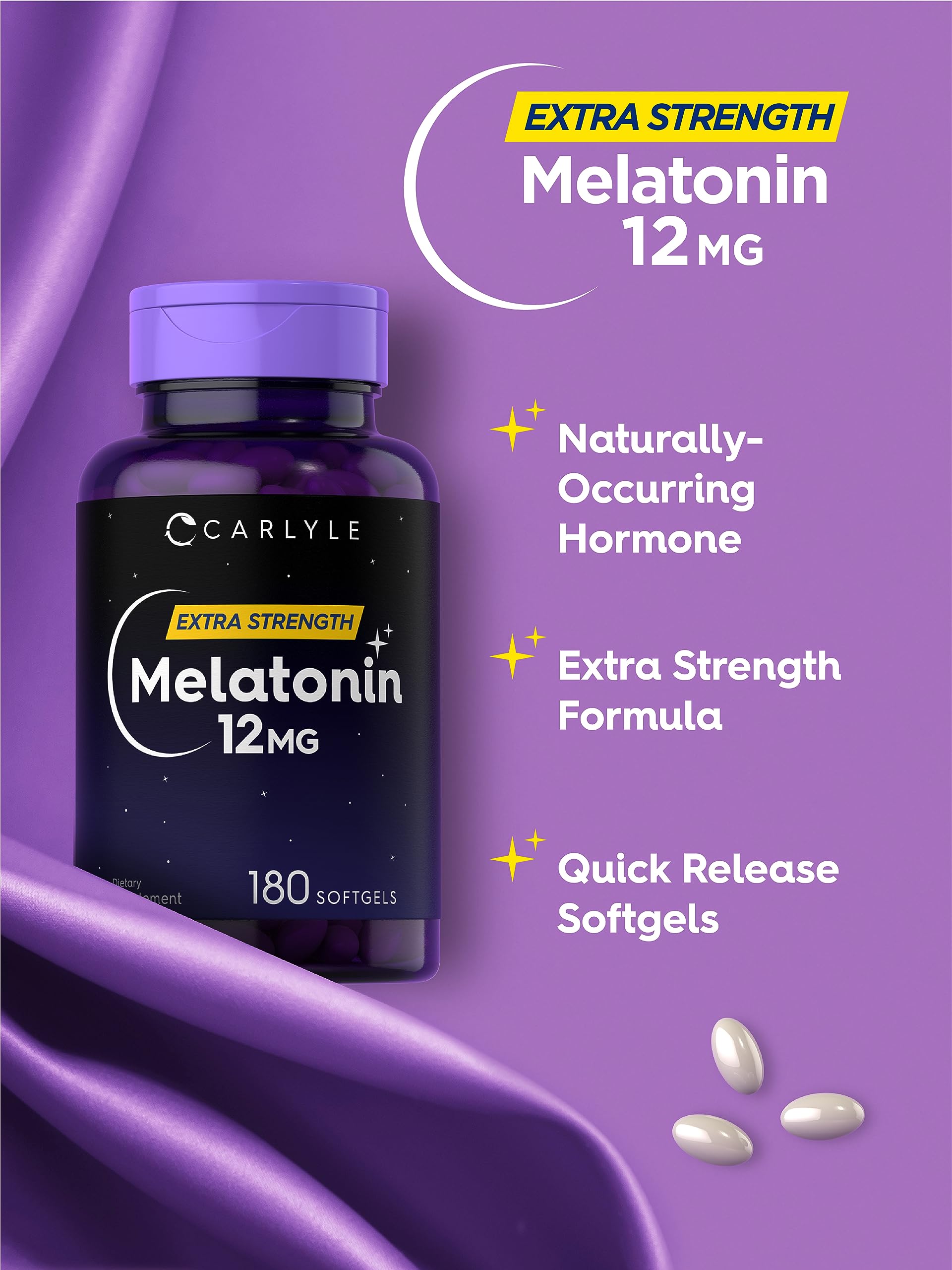 Foto 4 pulgar | Suplemento Carlyle Melatonin 12 Mg 180 Cápsulas De Gelatina Blanda - Venta Internacional.