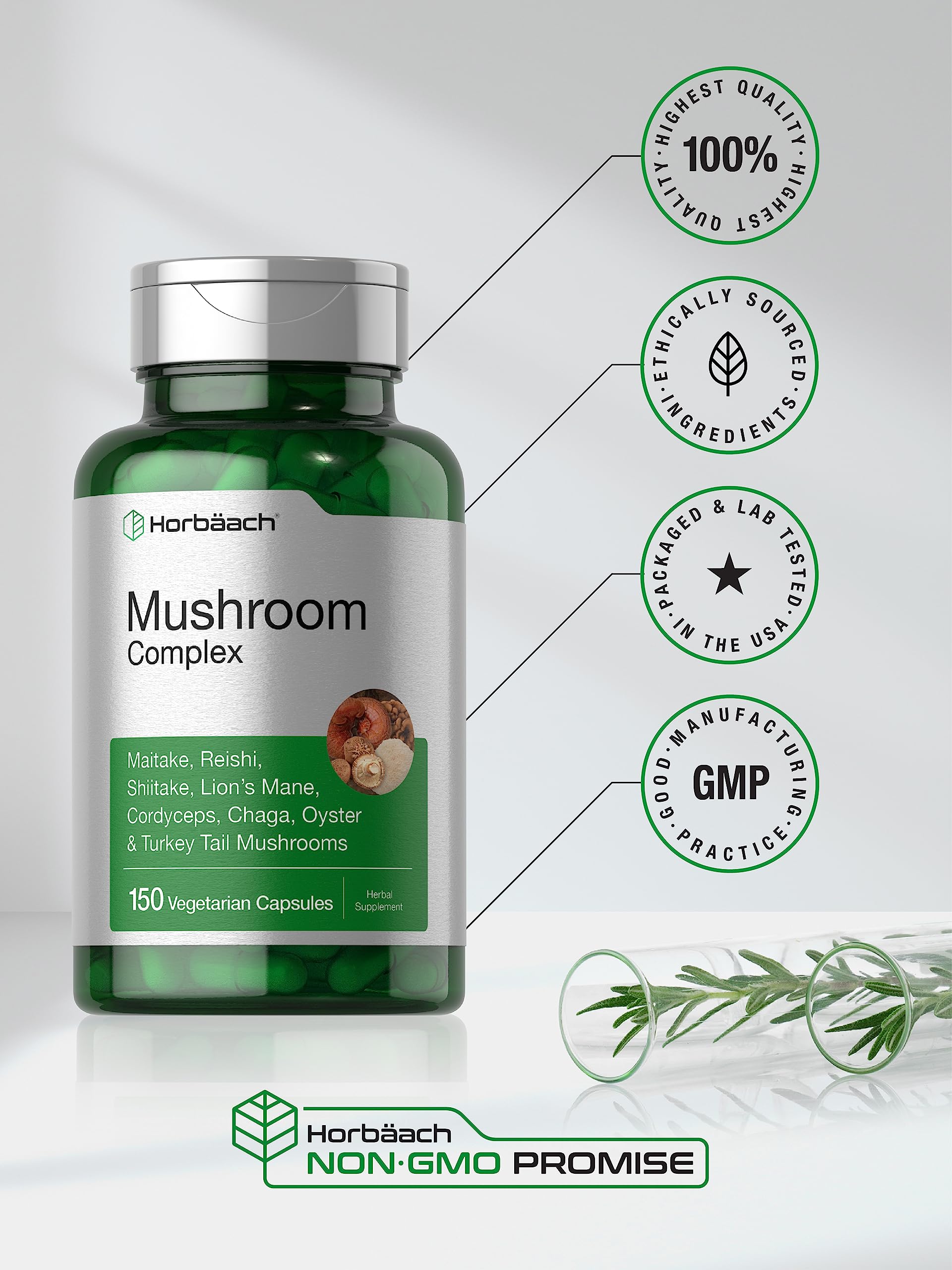 Foto 5 | Suplemento Horbaach Mushroom Complex 150 Cápsulas - Venta Internacional.