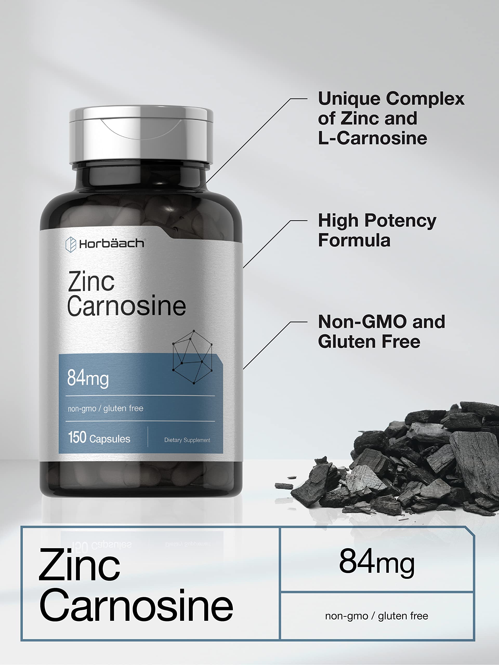 Foto 3 | Suplemento Horbaach Zinc Carnosina 84 Mg 150 Cápsulas - Venta Internacional.