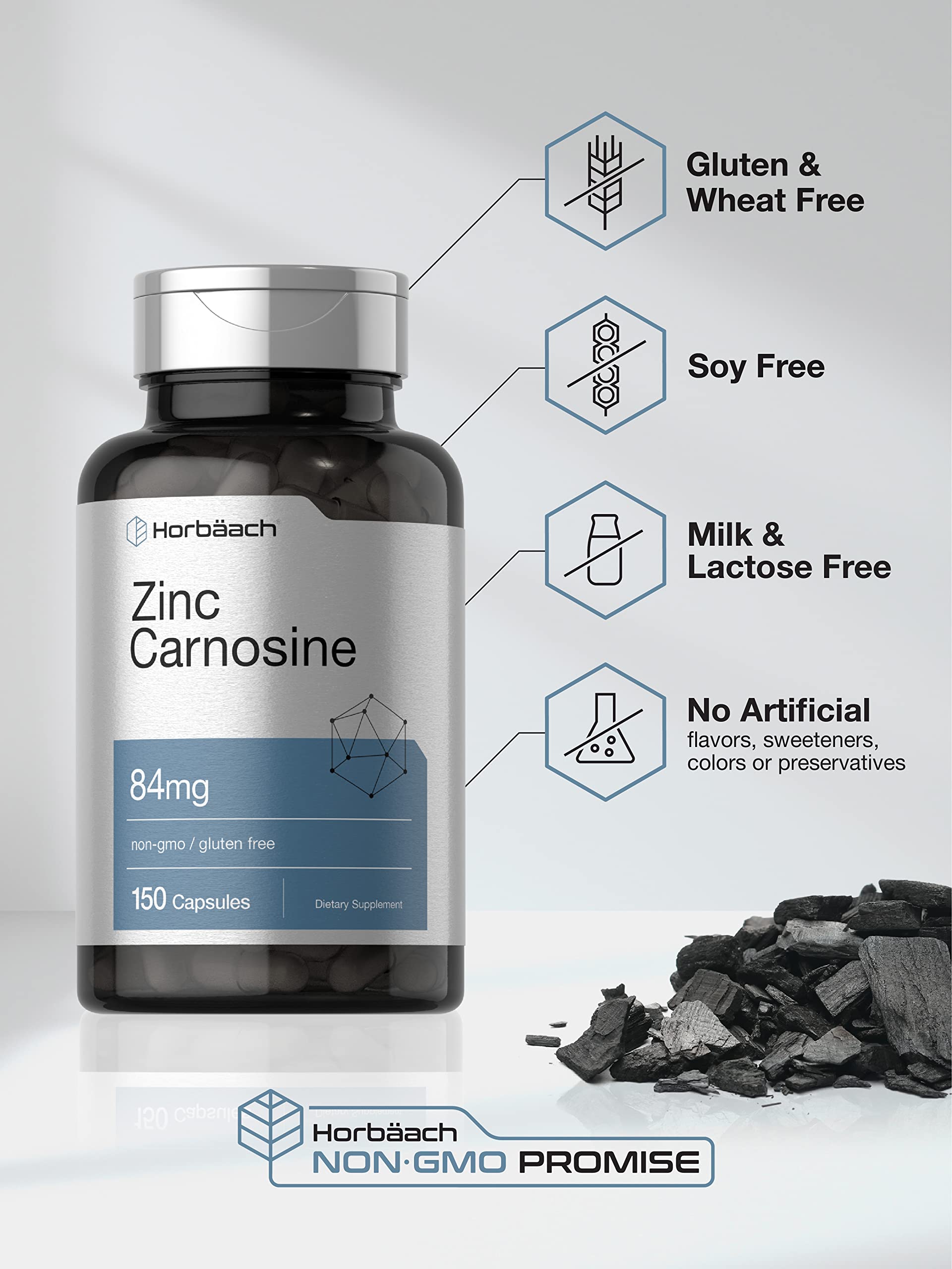 Foto 4 | Suplemento Horbaach Zinc Carnosina 84 Mg 150 Cápsulas - Venta Internacional.