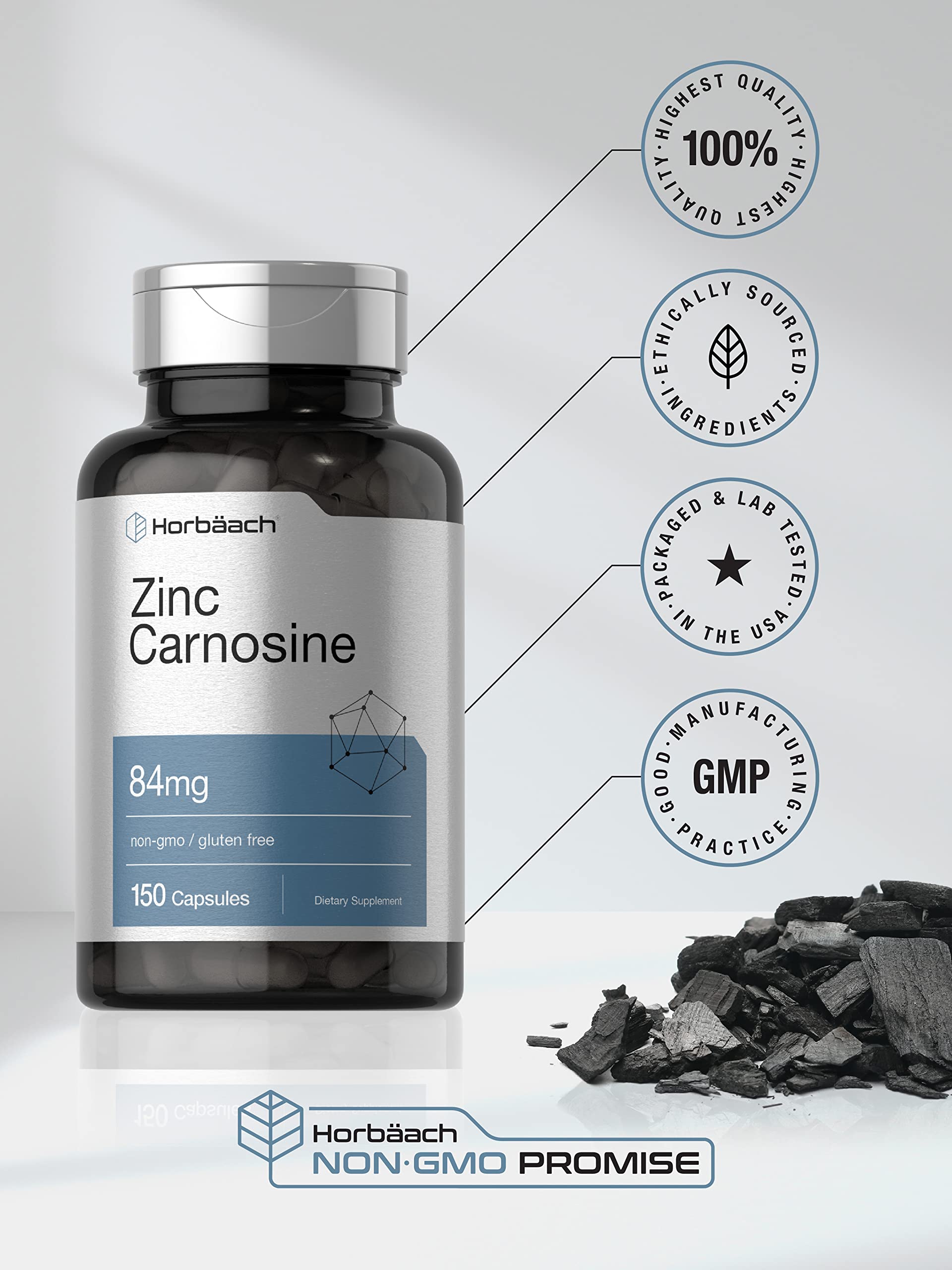 Foto 5 | Suplemento Horbaach Zinc Carnosina 84 Mg 150 Cápsulas - Venta Internacional.