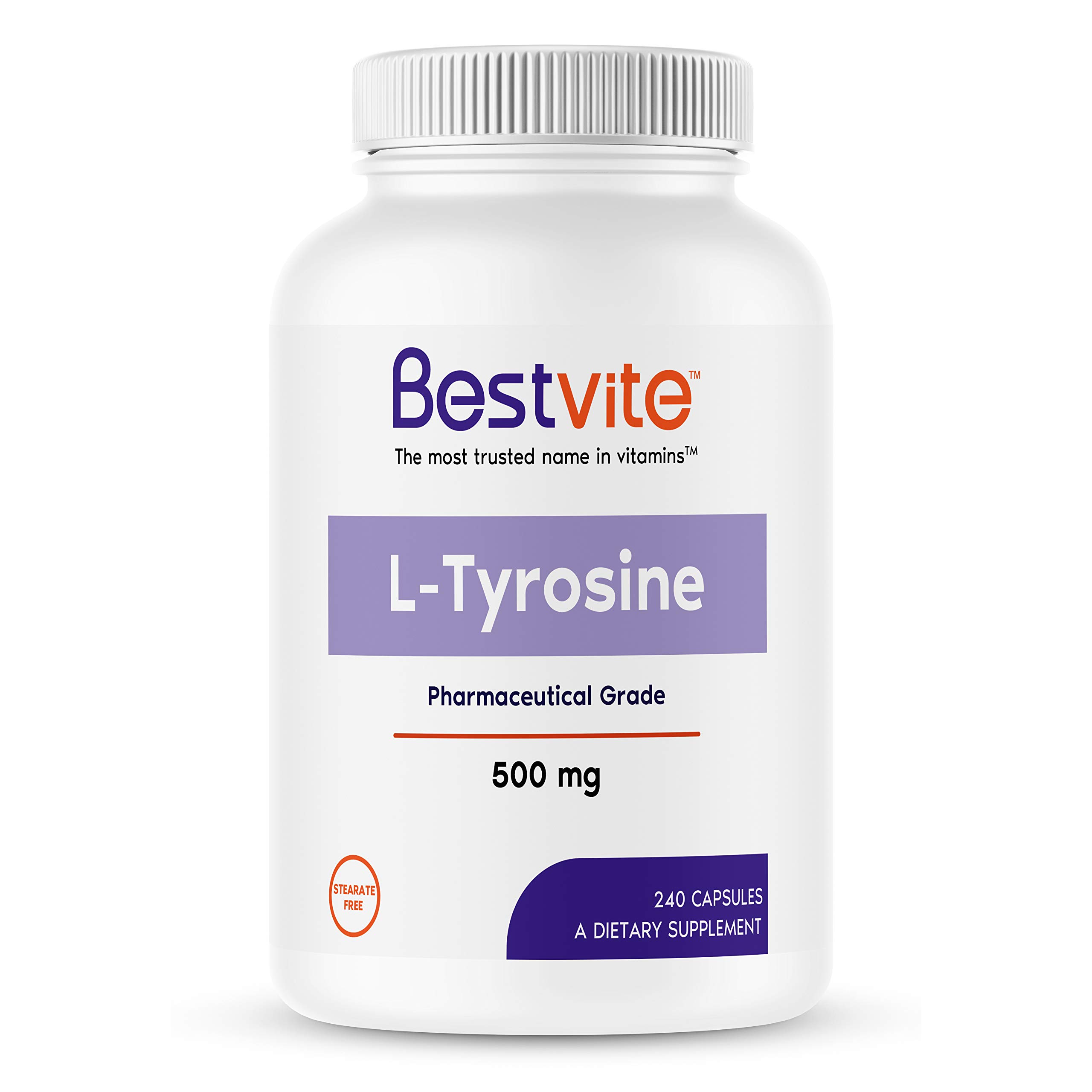 Foto 2 pulgar | Suplemento Bestvite L-tirosina 500 Mg (240 Cápsulas) - Venta Internacional.