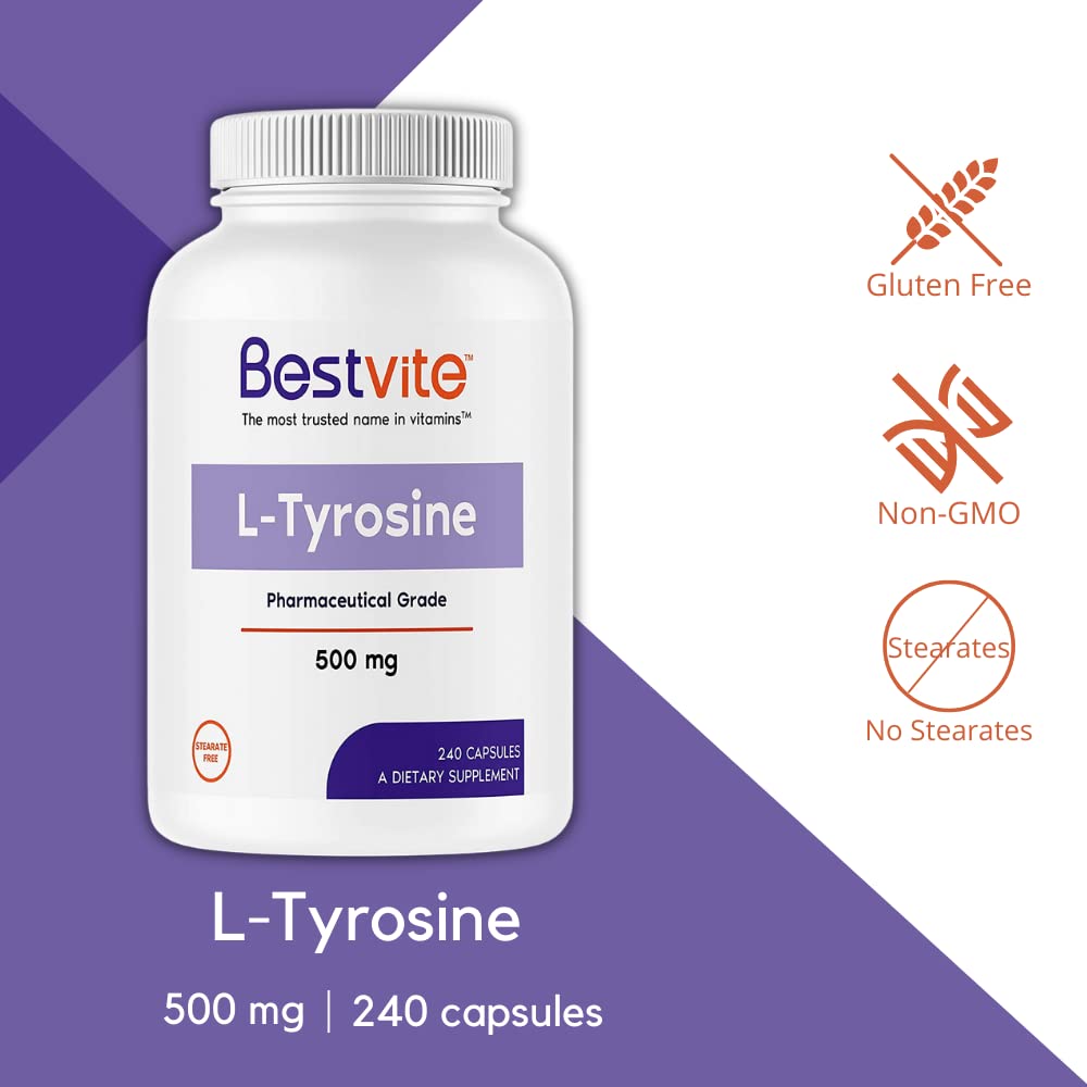 Foto 4 pulgar | Suplemento Bestvite L-tirosina 500 Mg (240 Cápsulas) - Venta Internacional.