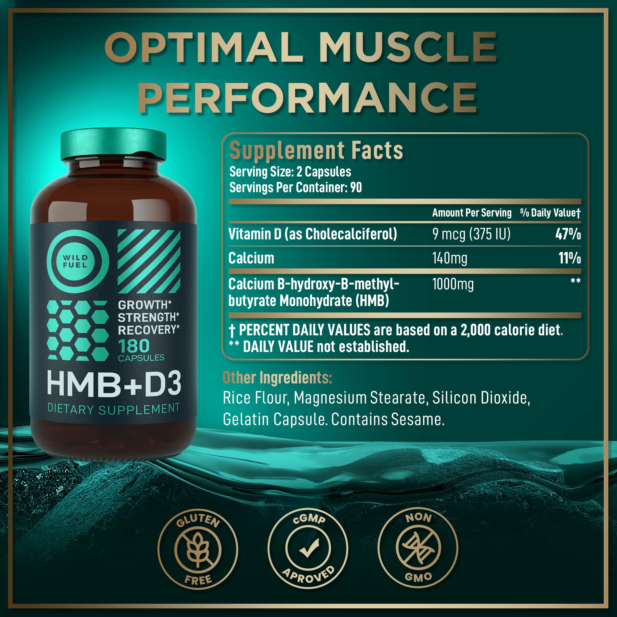 Foto 4 pulgar | Cápsulas De Suplemento De Hmb, 1000 Mg, Más Vitamina D3, 250% Dv, 180 Unidades - Venta Internacional.