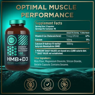 Foto 3 | Cápsulas De Suplemento De Hmb, 1000 Mg, Más Vitamina D3, 250% Dv, 180 Unidades - Venta Internacional.