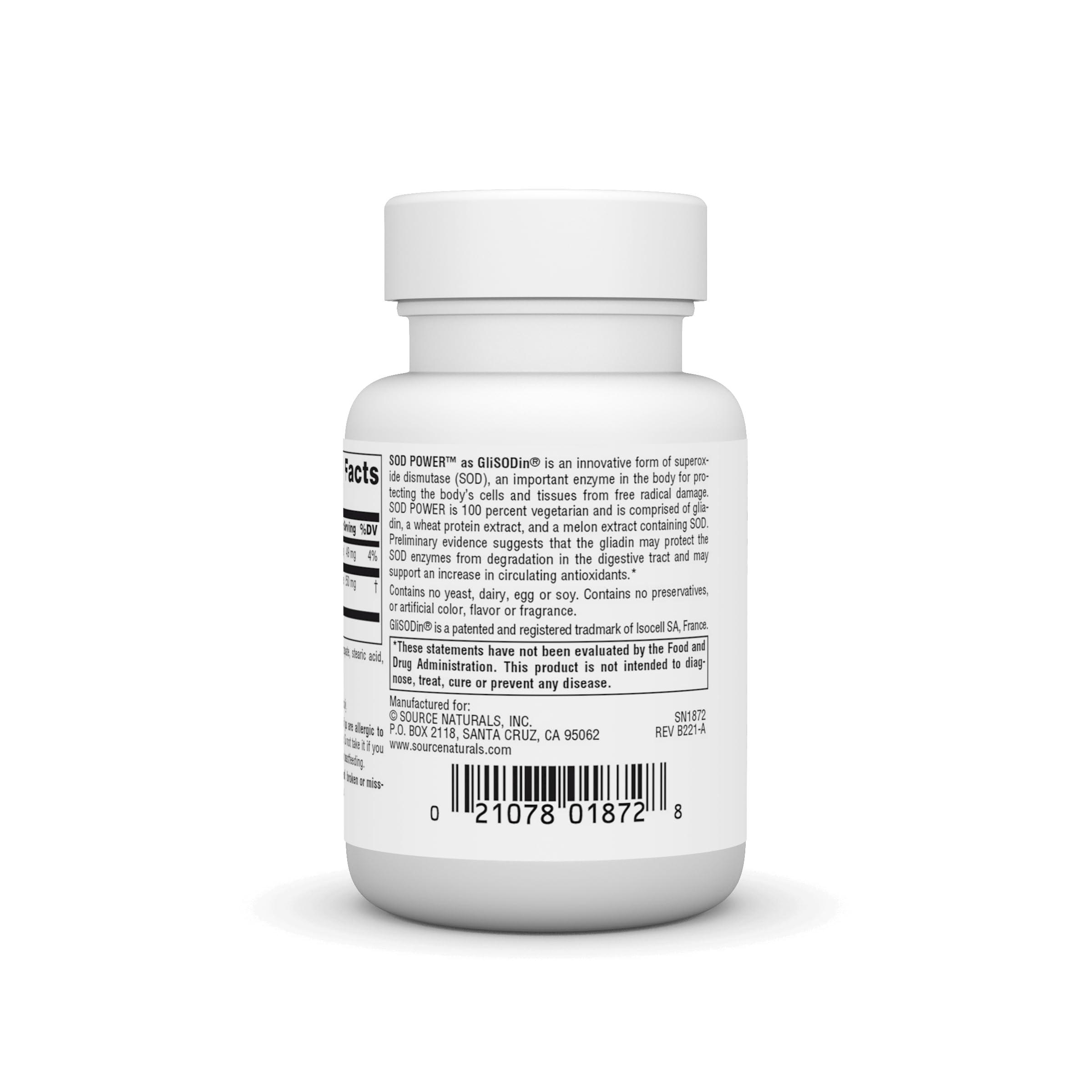 Foto 4 pulgar | Supplement Source Naturals Sod Power En Forma De Glisodina 250 Mg 30 Comprimidos - Venta Internacional.