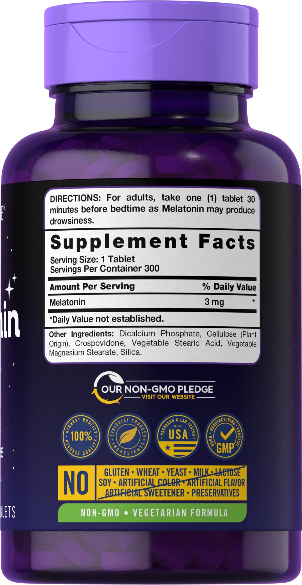 Foto 3 pulgar | Suplemento Carlyle Melatonin 3 Mg 300 Comprimidos Vegetariano - Venta Internacional.