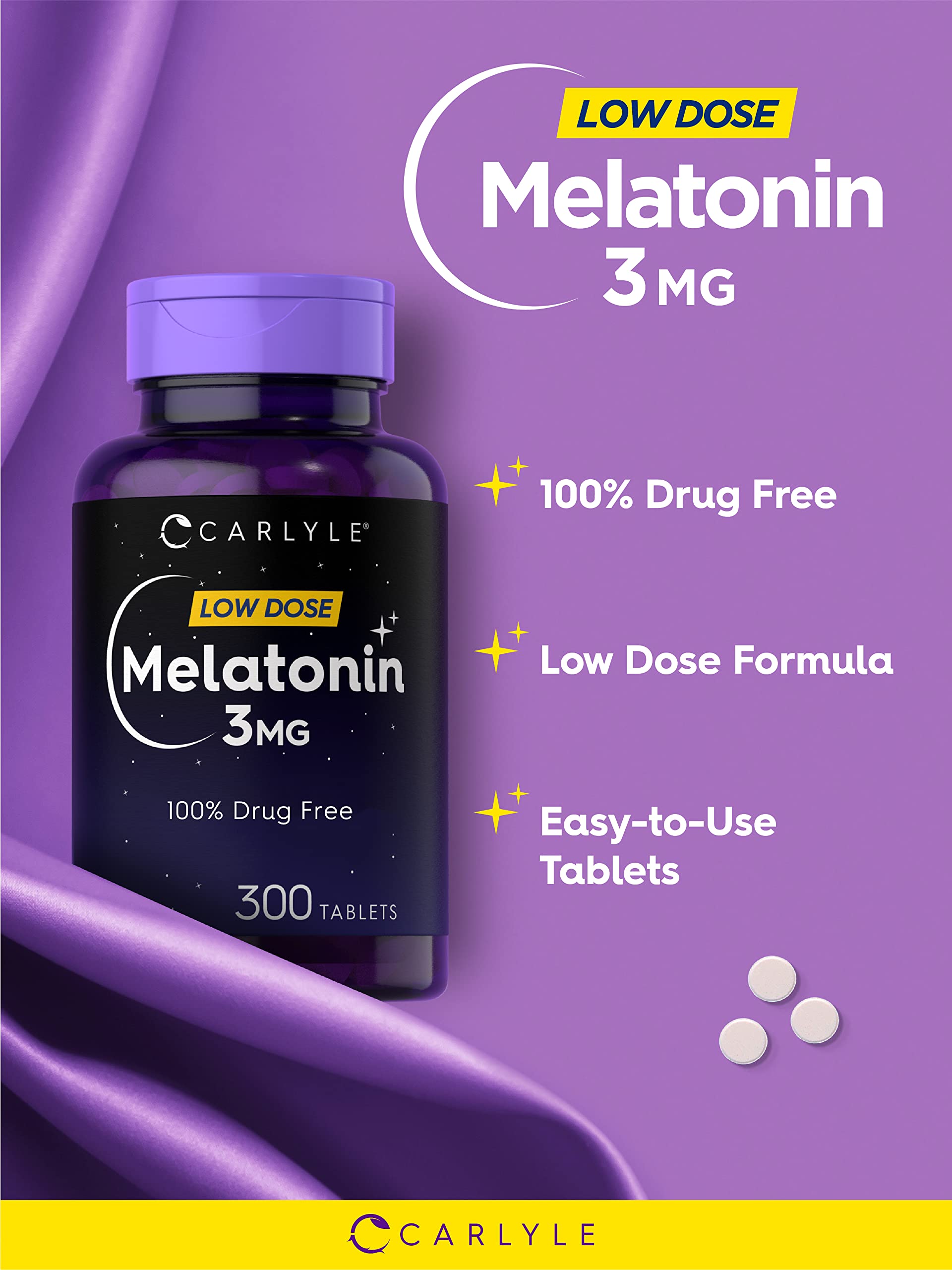 Foto 4 pulgar | Suplemento Carlyle Melatonin 3 Mg 300 Comprimidos Vegetariano - Venta Internacional.