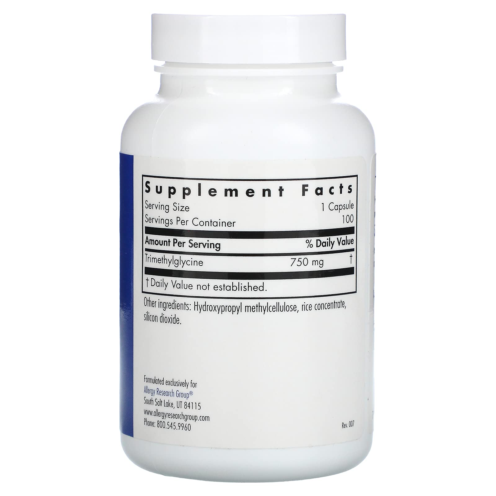 Foto 3 pulgar | Suplemento Del Grupo De Investigación De Alergias Tmg (trimetilglicina) 750 Mg - Venta Internacional.