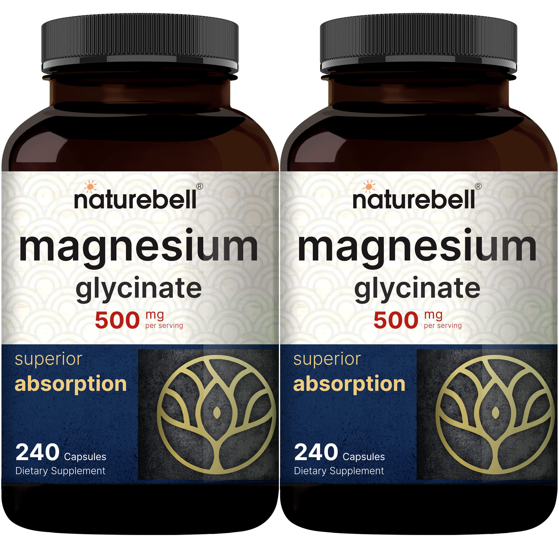 Foto 2 pulgar | Suplemento De Glicinato De Magnesio Naturebell 500 Mg 480 Cápsulas - Venta Internacional.
