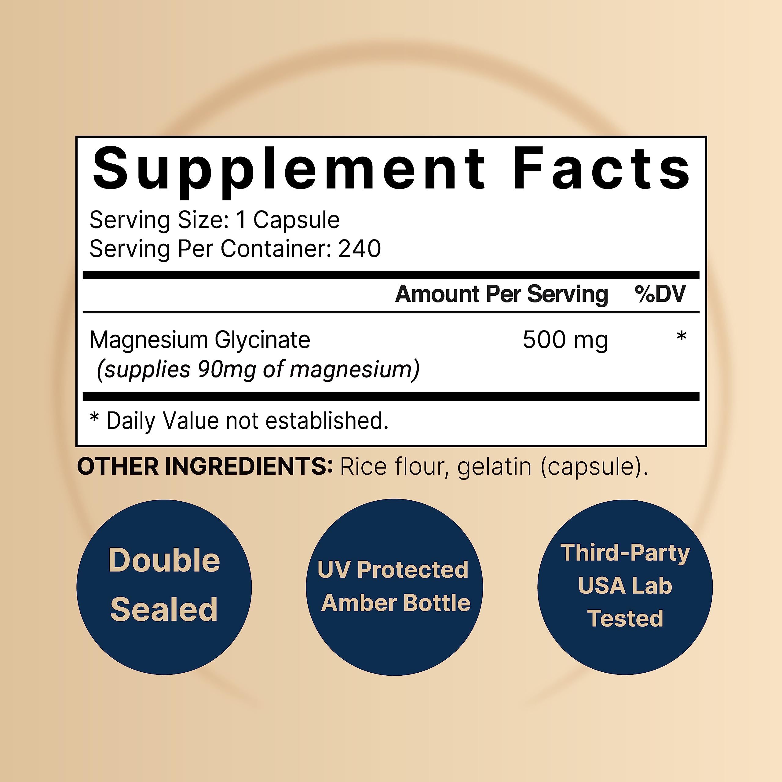 Foto 4 pulgar | Suplemento De Glicinato De Magnesio Naturebell 500 Mg 480 Cápsulas - Venta Internacional.