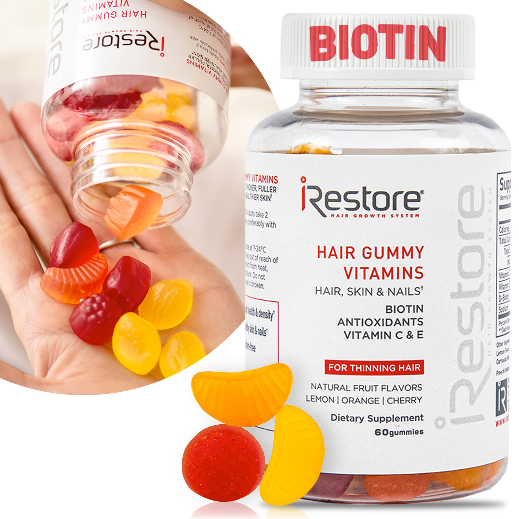 Gominolas Para El Cabello Con Vitaminas Irestore Biotin 5000 Mcg Para Mujeres Y Hombres - Venta Internacional.