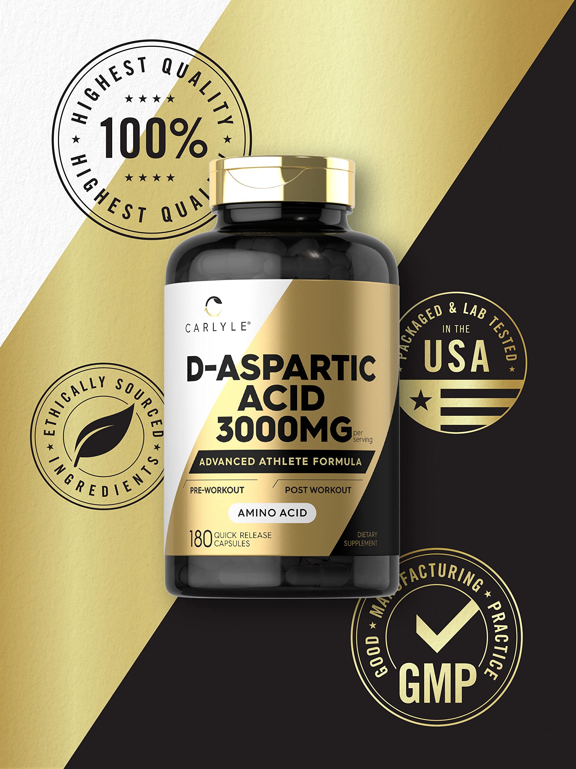 Foto 5 | Suplemento Carlyle De Ácido D-aspártico En Cápsulas De 3000 Mg, 180 Unidades - Venta Internacional.