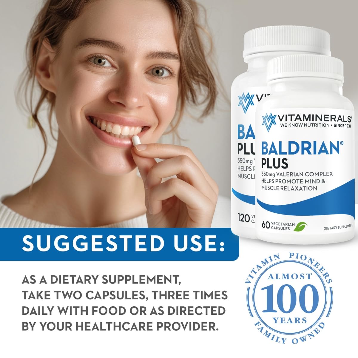 Foto 7 pulgar | Suplemento Vitaminerals 33+ Baldrian  Plus Relaxing 120 Comprimidos - Venta Internacional.