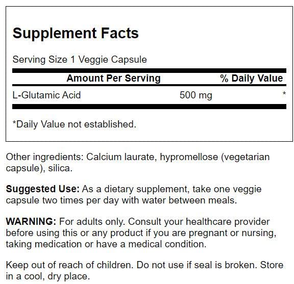 Foto 3 pulgar | Suplemento Swanson, Aminoácido Y Ácido Glutámico, 500 Mg, 60 Cápsulas - Venta Internacional.