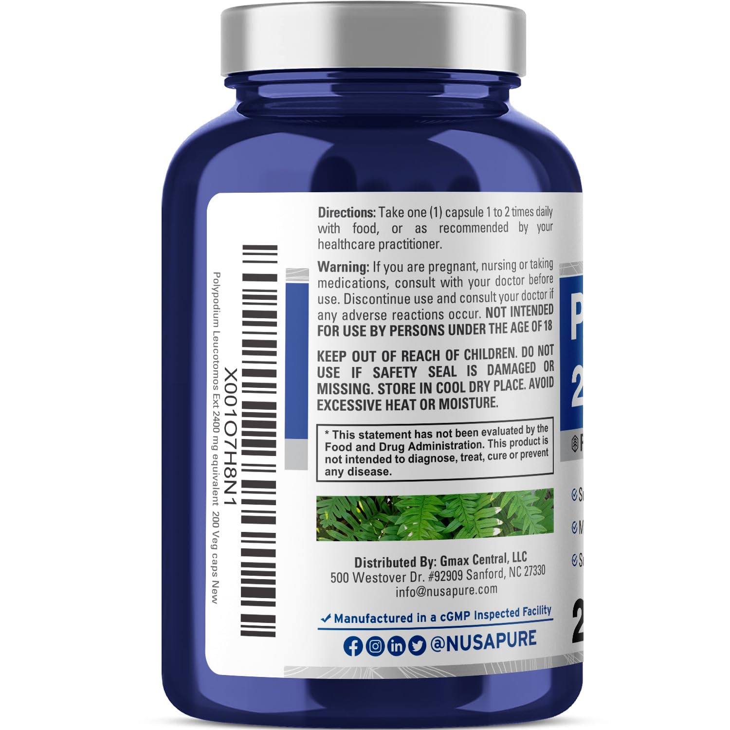 Foto 4 pulgar | Suplemento De Extracto De Nusapure Polypodium Leucotomos 2400 Mg - Venta Internacional.
