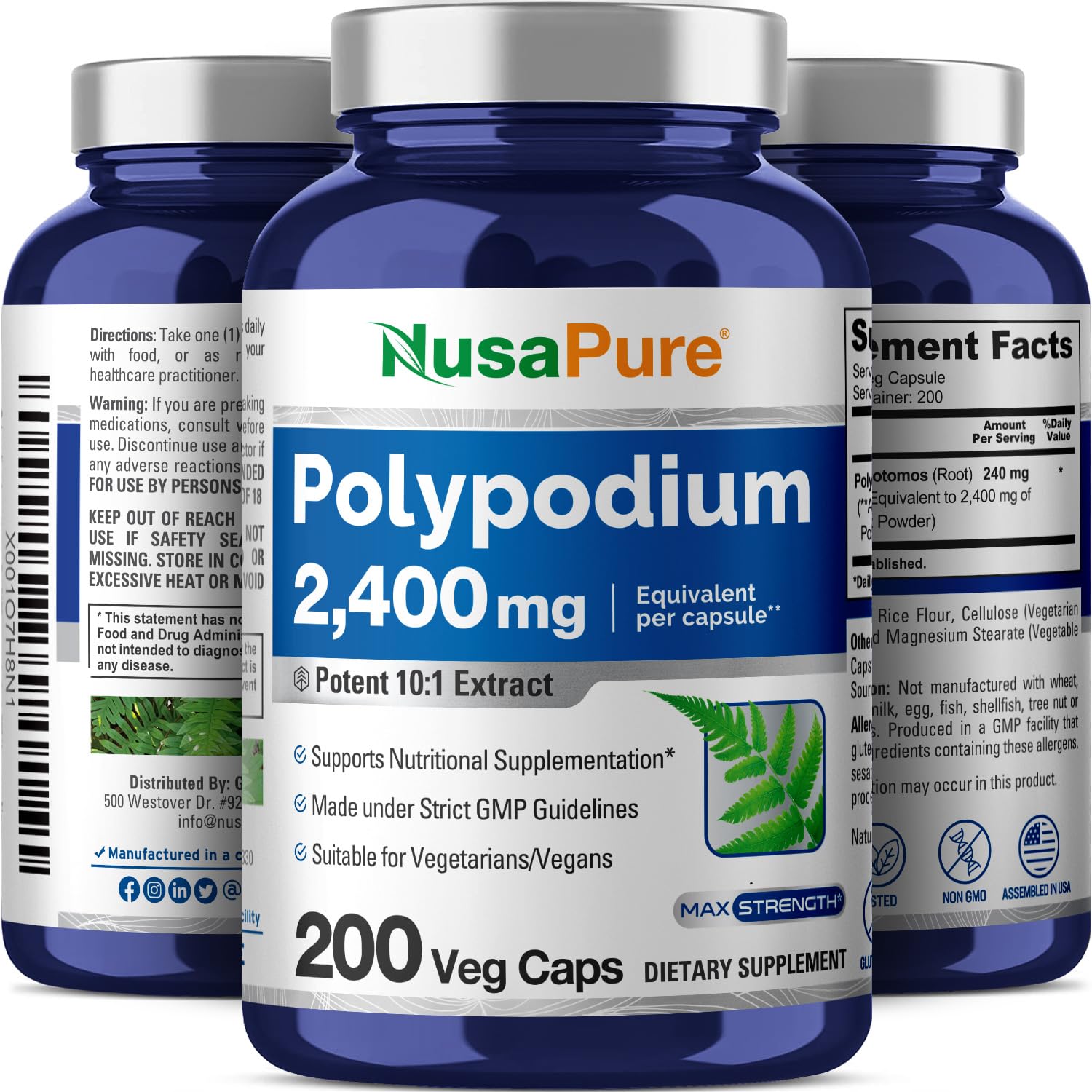 Foto 5 pulgar | Suplemento De Extracto De Nusapure Polypodium Leucotomos 2400 Mg - Venta Internacional.