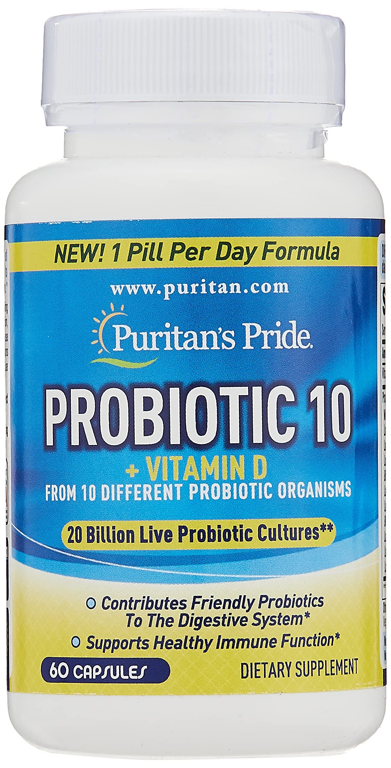 Foto 2 pulgar | Suplemento Puritan's Pride Probiotic 10 Con Vitamina D 60 Cápsulas - Venta Internacional.