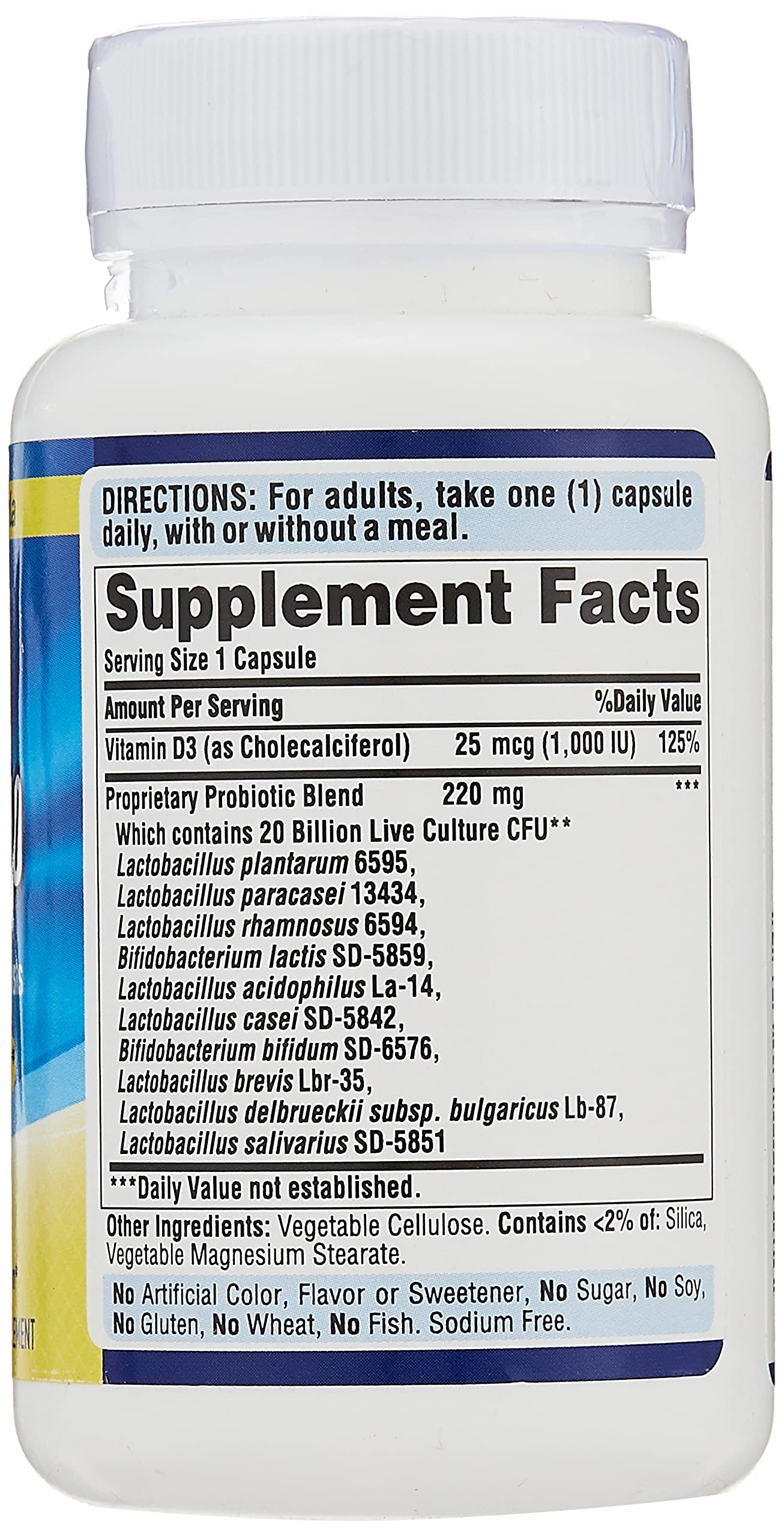 Foto 4 pulgar | Suplemento Puritan's Pride Probiotic 10 Con Vitamina D 60 Cápsulas - Venta Internacional.