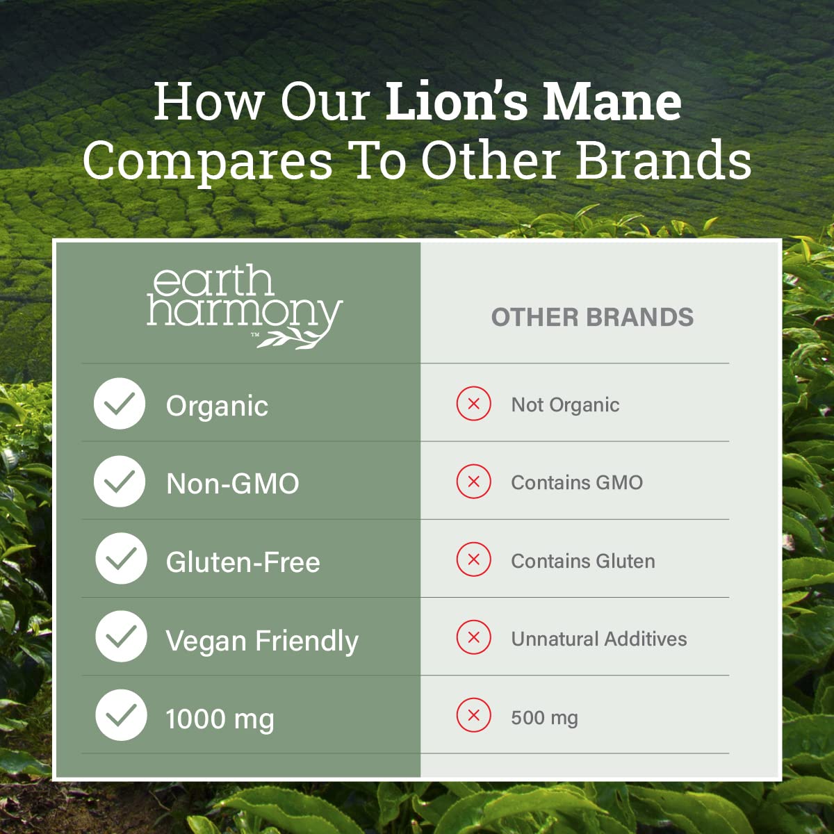 Foto 6 pulgar | Suplemento Earth Harmony Naturals Organic Lions Mane 1000 Mg - Venta Internacional.