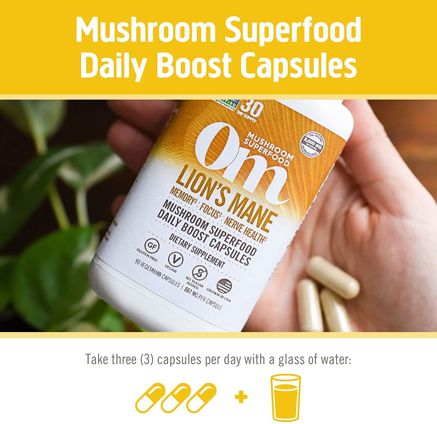Foto 6 pulgar | Suplemento Om Mushroom Superfood Lion's Mane 90 Cápsulas - Venta Internacional.