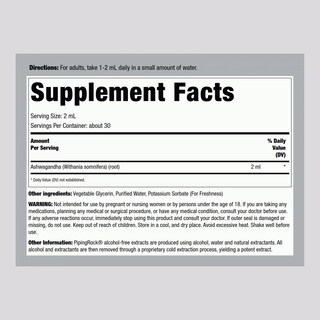 Foto 2 | Suplemento: Extracto Líquido De Raíz De Ashwagandha Piping Rock, 120 Ml - Venta Internacional.