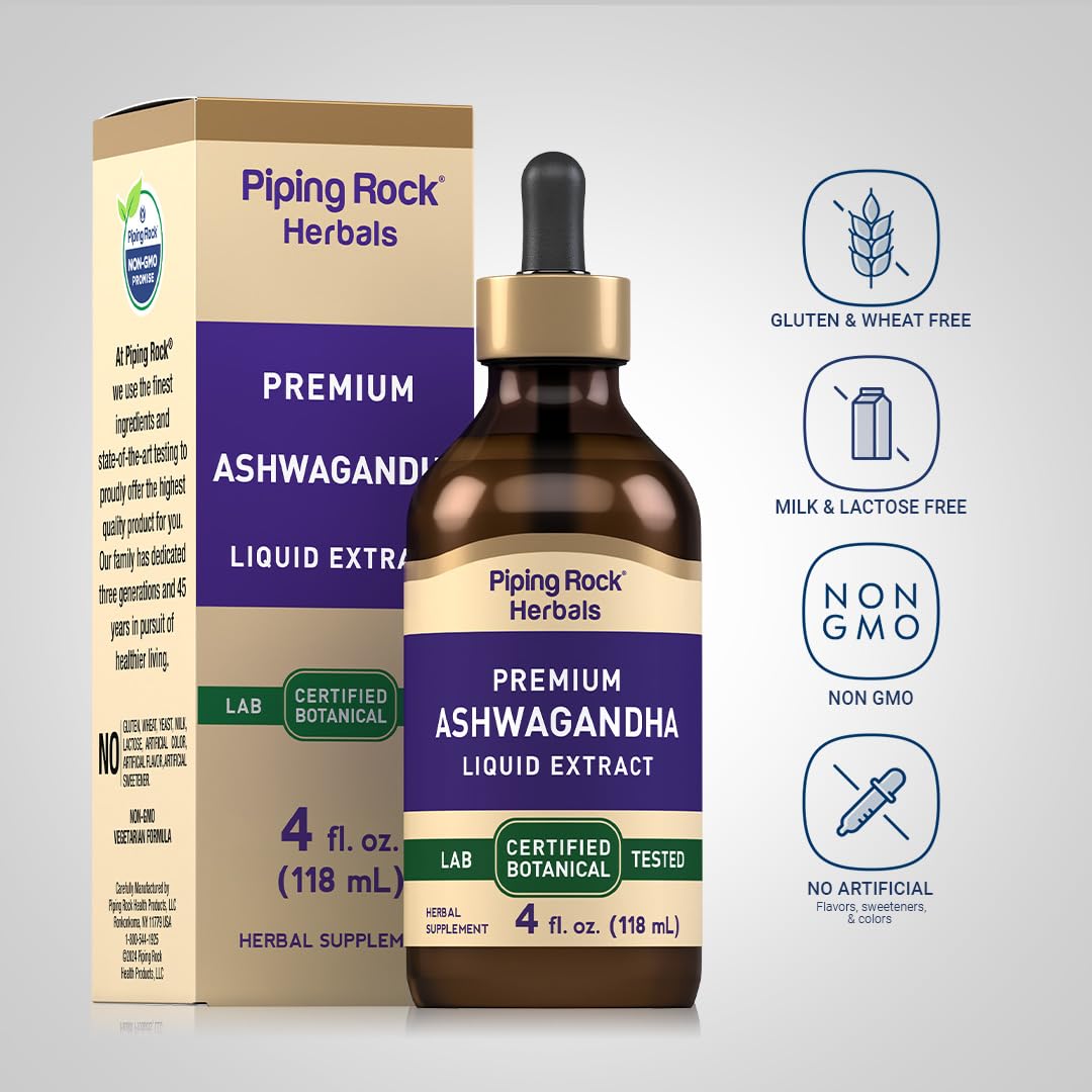 Foto 4 pulgar | Suplemento: Extracto Líquido De Raíz De Ashwagandha Piping Rock, 120 Ml - Venta Internacional.