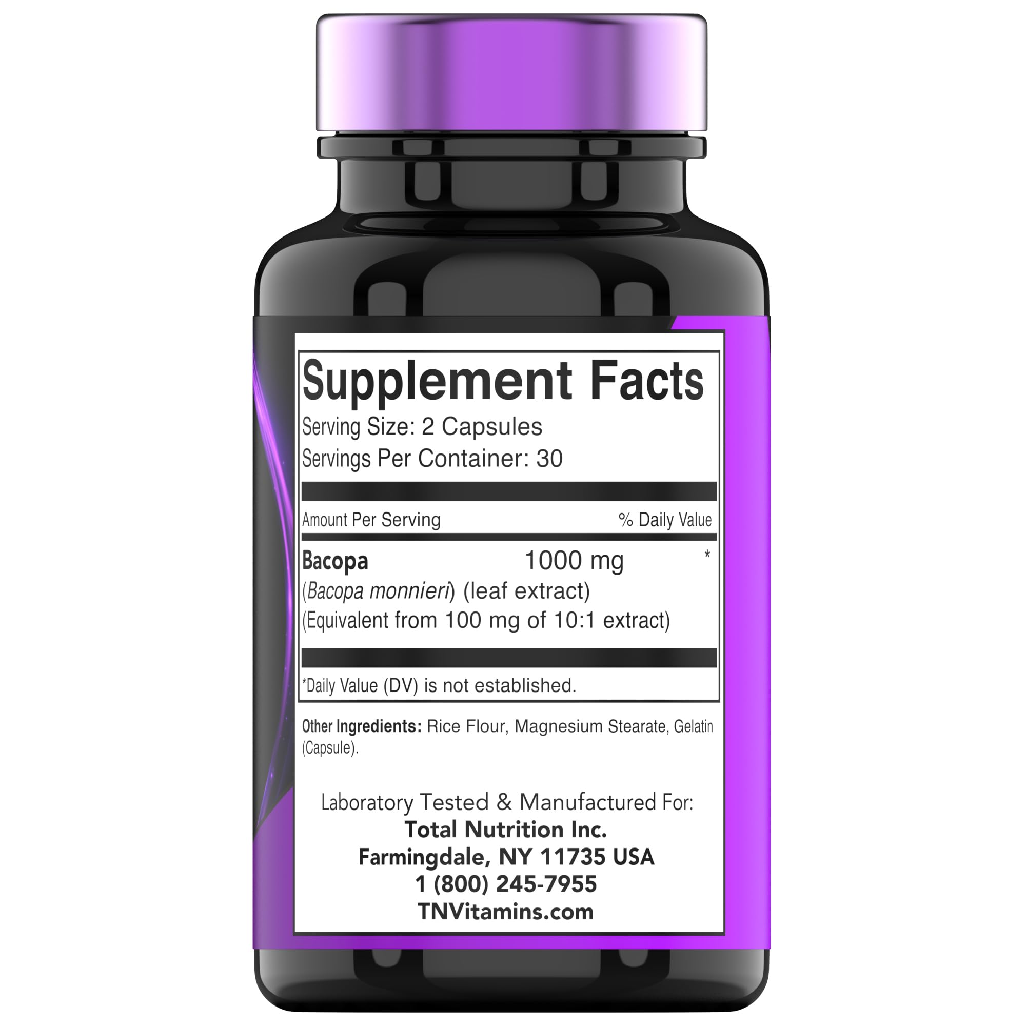 Foto 3 pulgar | Suplemento De Vitaminas Bacopa Monnieri En Cápsulas 1000 Mg (60) - Venta Internacional.