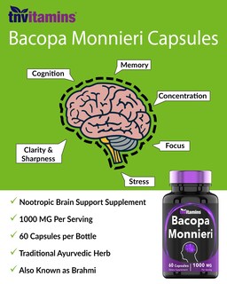 Foto 3 | Suplemento De Vitaminas Bacopa Monnieri En Cápsulas 1000 Mg (60) - Venta Internacional.