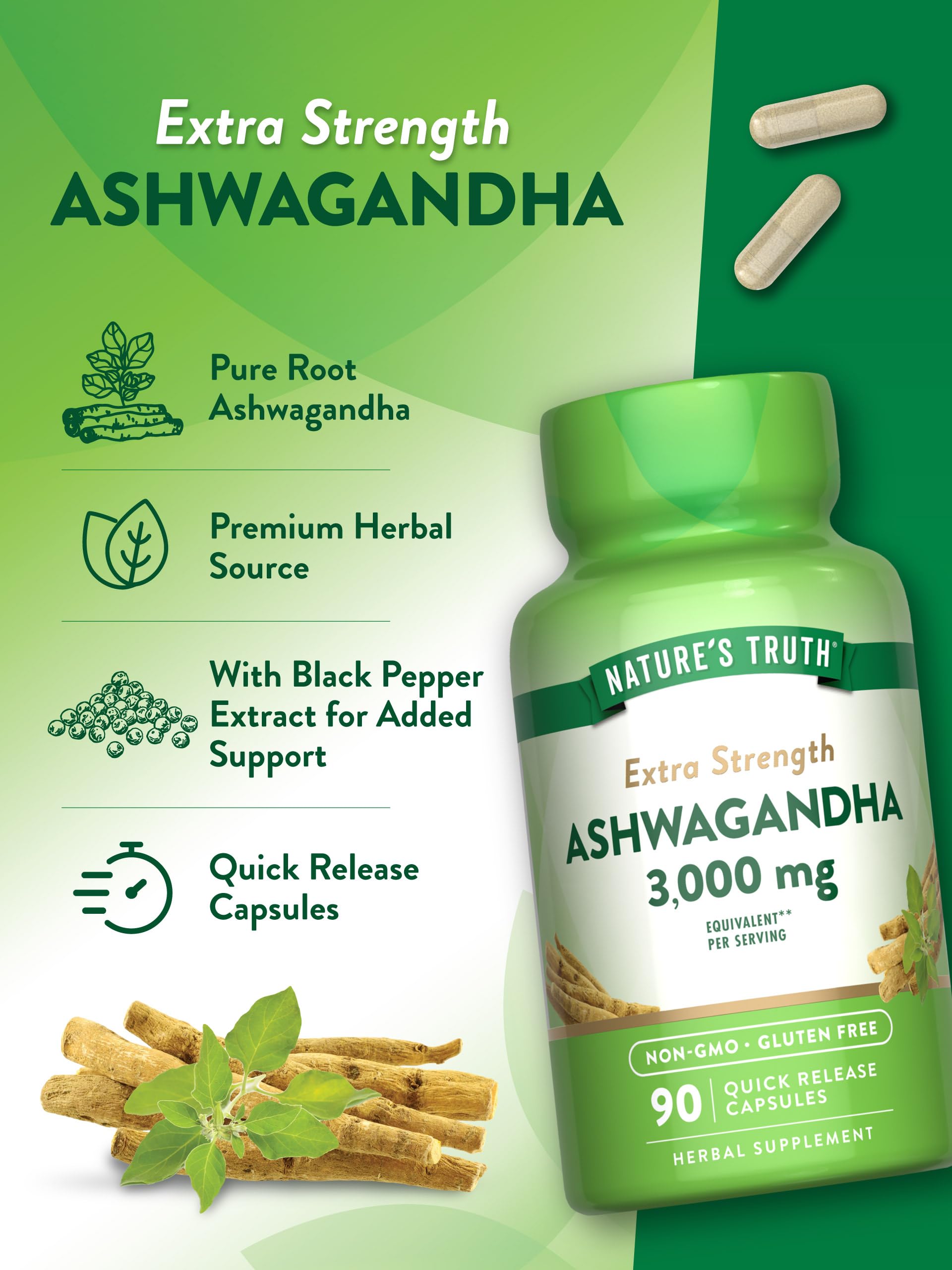 Foto 6 pulgar | Suplemento Nature's Truth, Cápsulas De Ashwagandha, 3000 Mg, 90 Unidades - Venta Internacional.