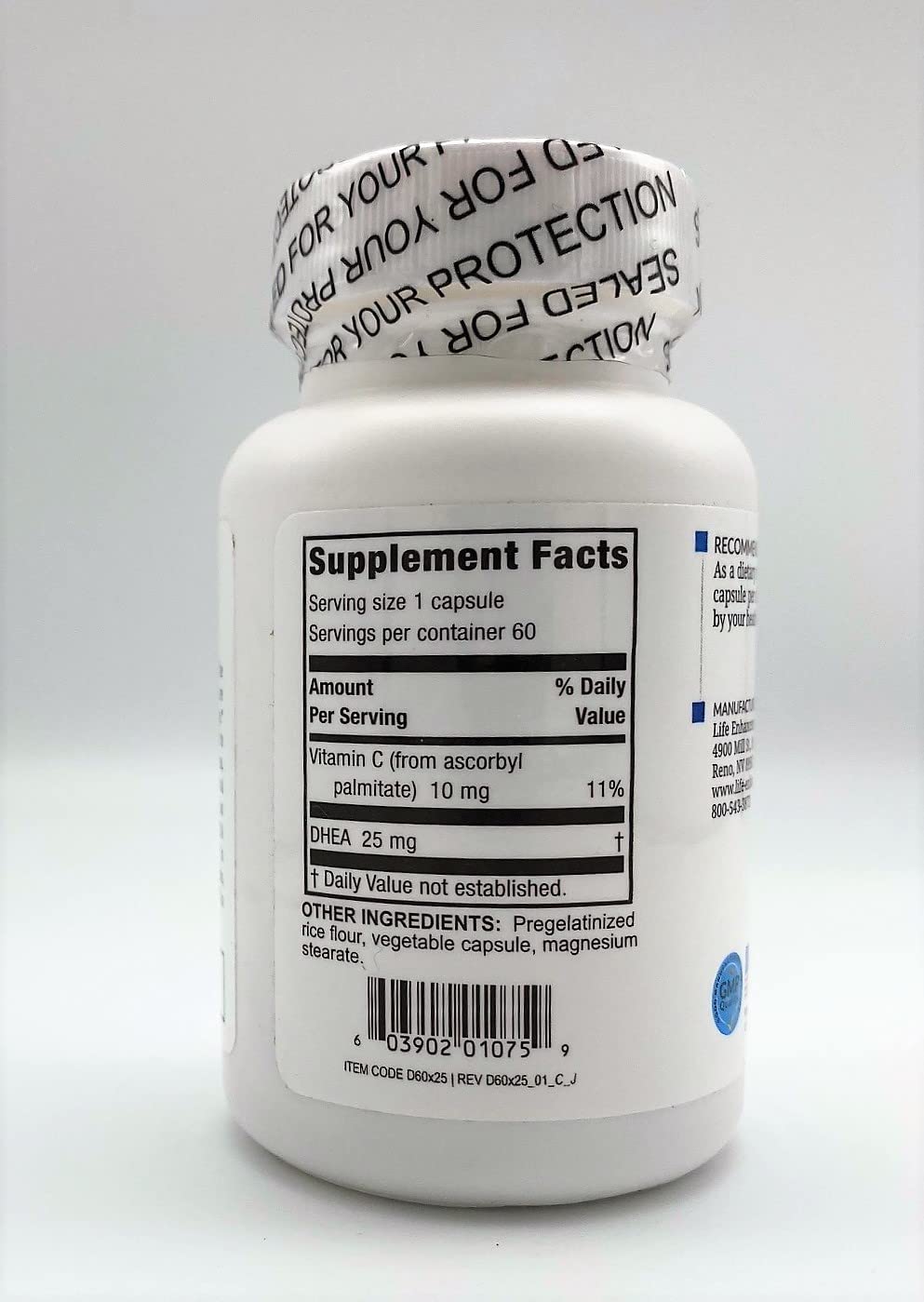 Foto 3 pulgar | Suplemento Life Enhance Dhea Original De 25 Mg Con 4 Mg De Vitamina C - Venta Internacional.