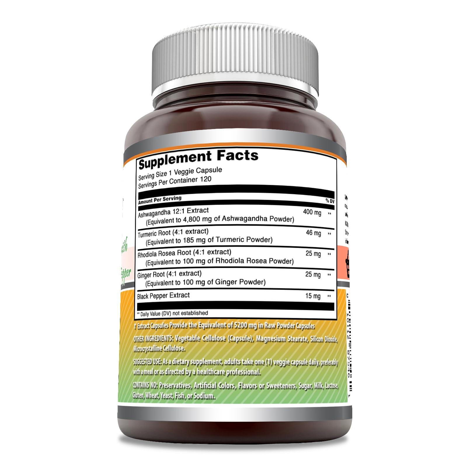 Foto 3 pulgar | Suplemento Amazing Formulas Ashwagandha 5200 Mg 120 Cápsulas - Venta Internacional.