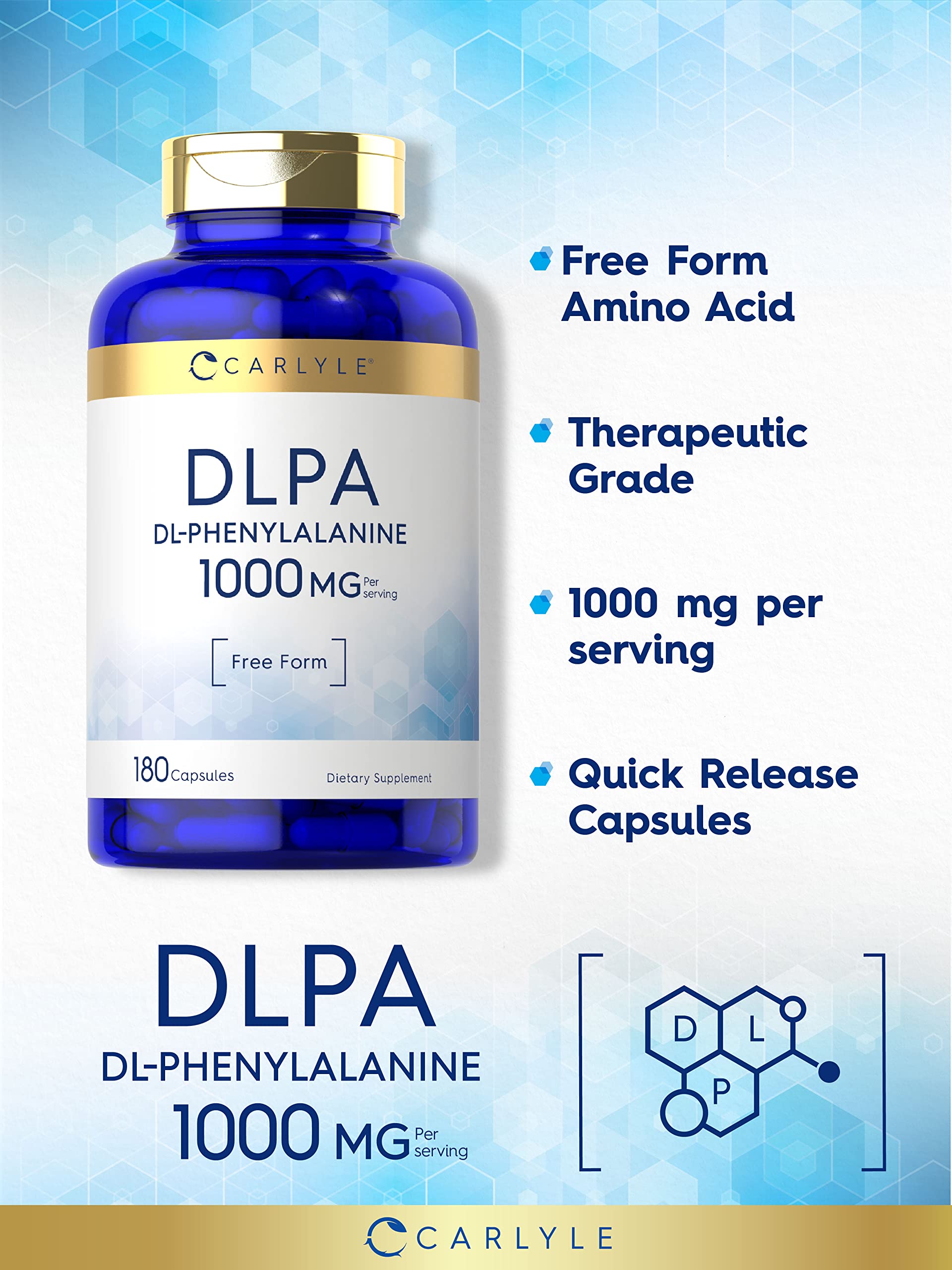 Foto 3 | Suplemento Carlyle Dl-fenilalanina 1000 Mg 180 Cápsulas - Venta Internacional.