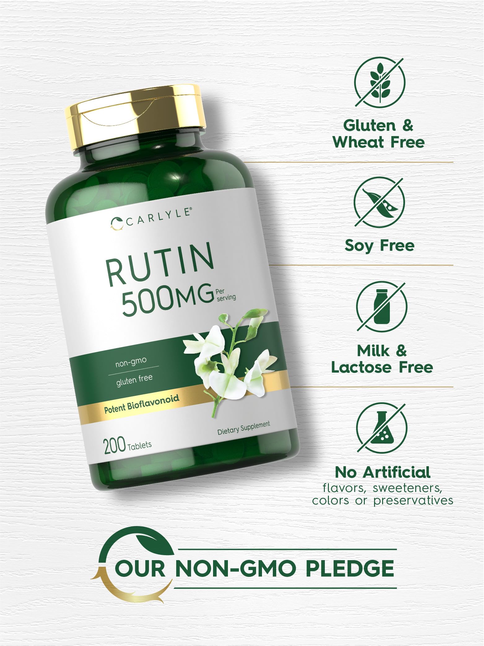 Foto 5 pulgar | Suplemento Carlyle Rutin 500 Mg 200 Tabletas Vegetariano - Venta Internacional.