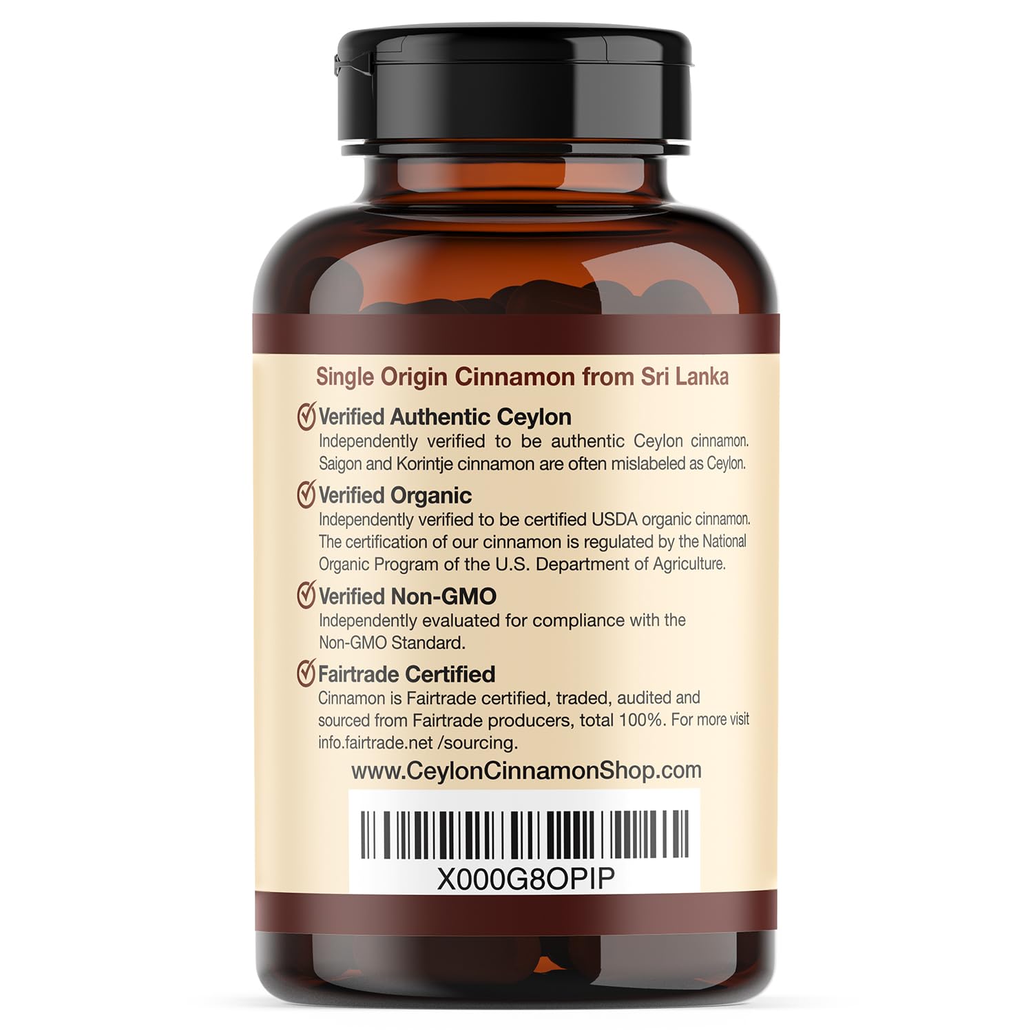 Foto 4 pulgar | Suplemento Ceylon Cinnamon Shop Organic 90 Cápsulas 500 Mg - Venta Internacional.