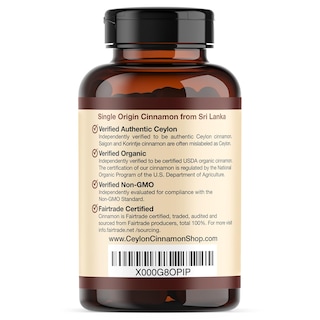 Foto 3 | Suplemento Ceylon Cinnamon Shop Organic 90 Cápsulas 500 Mg - Venta Internacional.