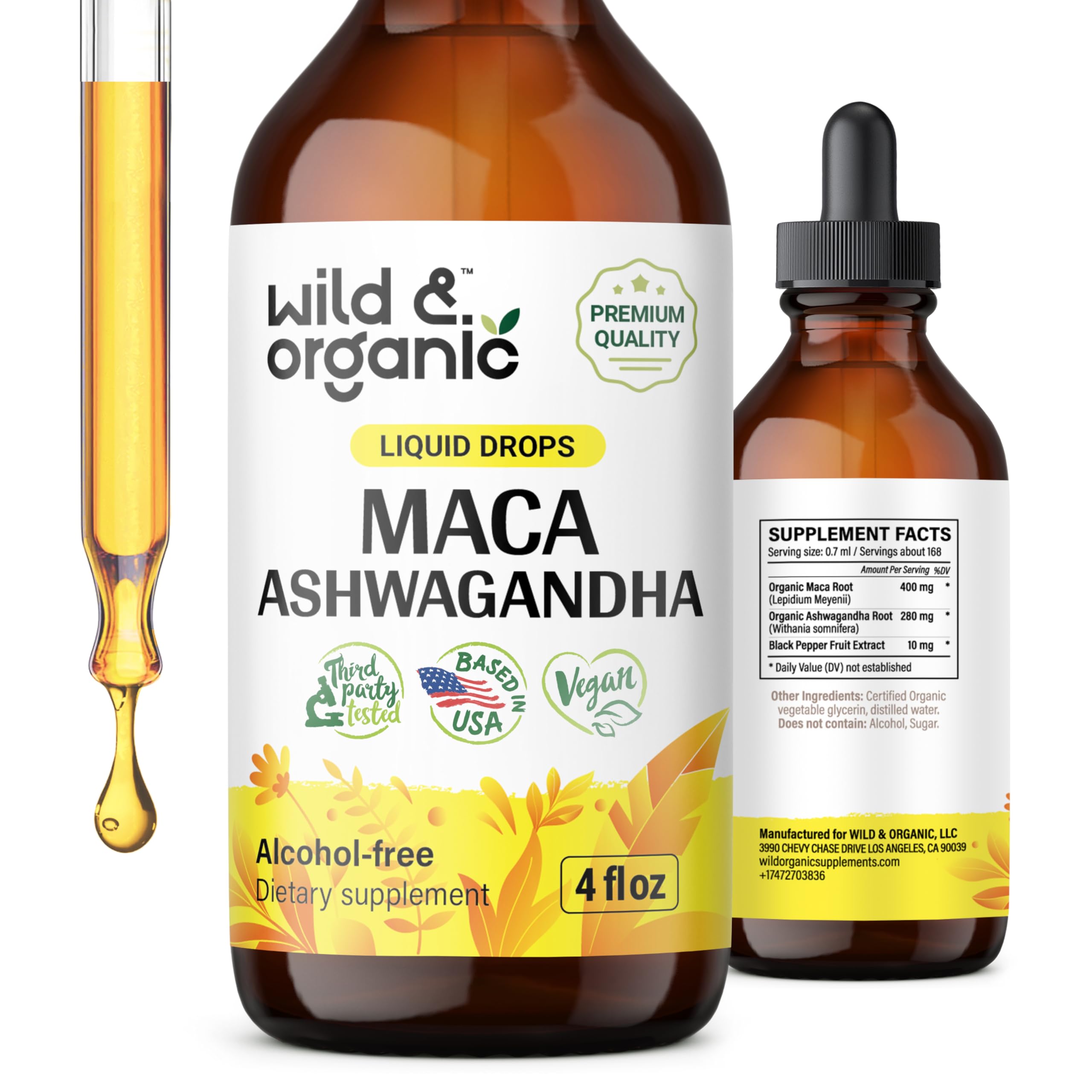 Foto 2 pulgar | Suplementos De Maca Ashwagandha Salvaje Y Orgánica, 120 Ml, Sin Alcohol - Venta Internacional.
