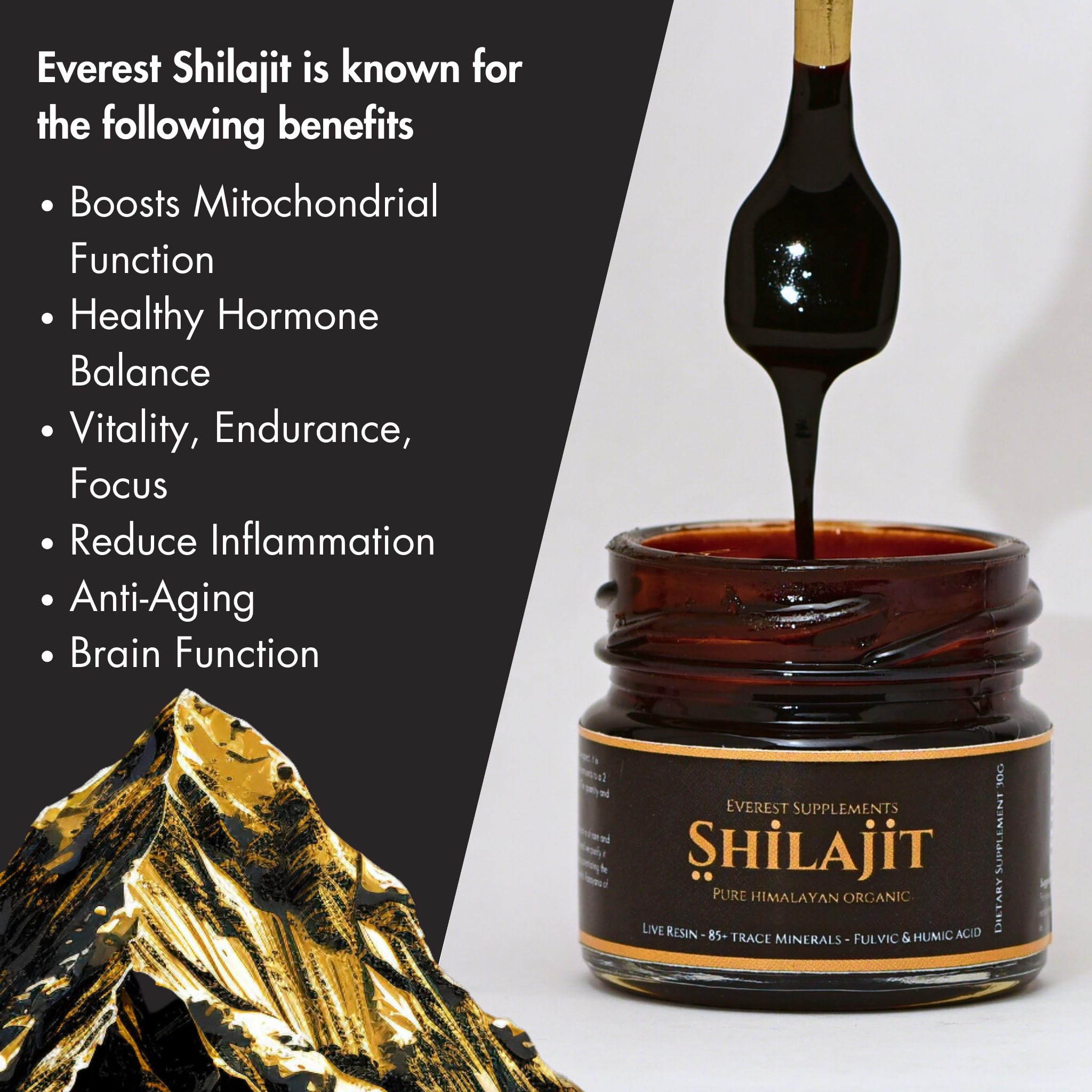 Foto 3 pulgar | Suplementos De Resina Shilajit Everest, Grado Dorado, 30 G, Orgánicos - Venta Internacional.