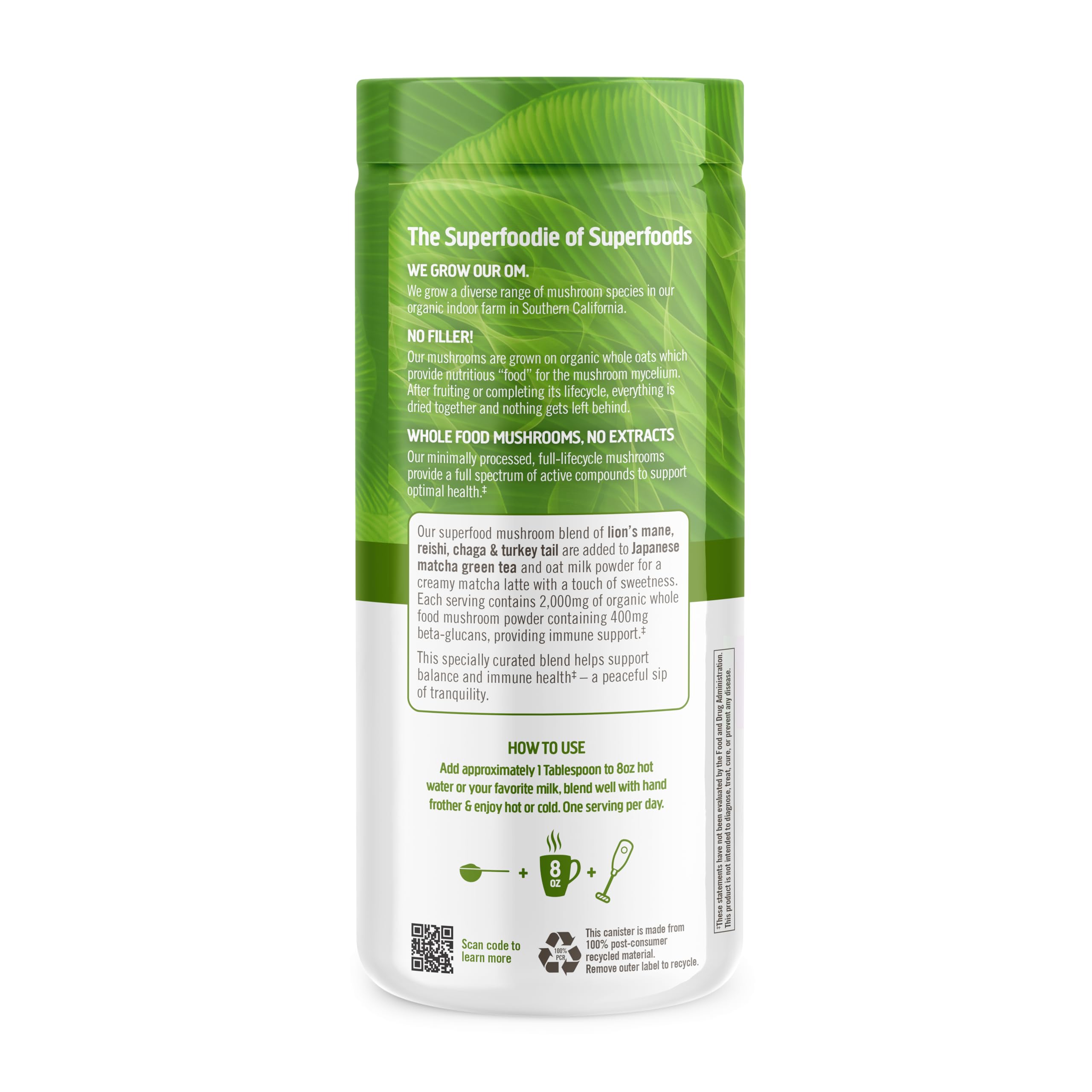 Foto 3 pulgar | Suplemento Om Mushroom Superfood Matcha Latte, 250 Ml, 30 Porciones - Venta Internacional.