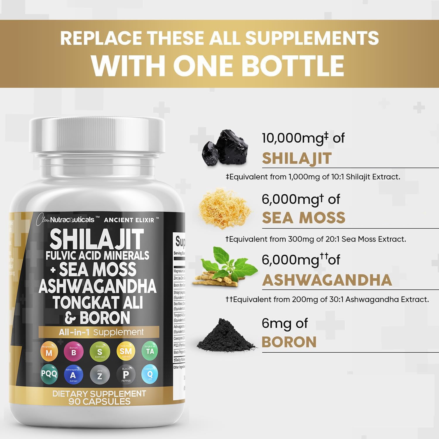 Foto 4 pulgar | Suplemento De 10.000 Mg De Shilajit De Clean Nutraceuticals Con Musgo Marino - Venta Internacional.