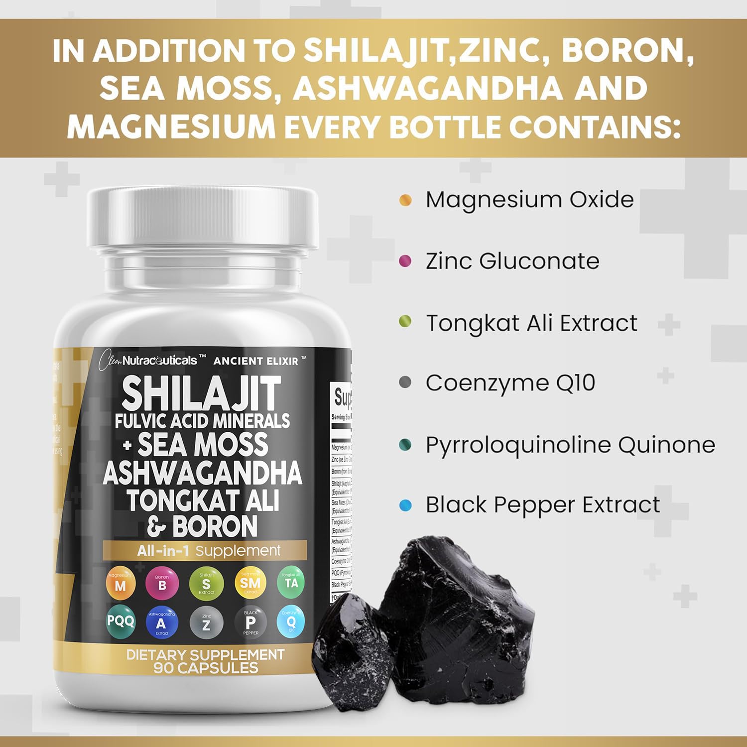 Foto 6 pulgar | Suplemento De 10.000 Mg De Shilajit De Clean Nutraceuticals Con Musgo Marino - Venta Internacional.