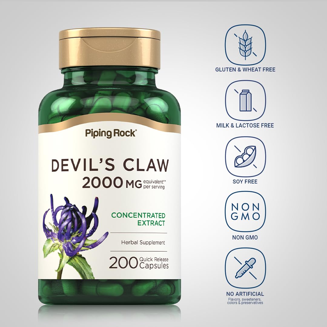 Foto 4 pulgar | Suplemento Piping Rock Devils Claw 2000 Mg 200 Cápsulas - Venta Internacional.