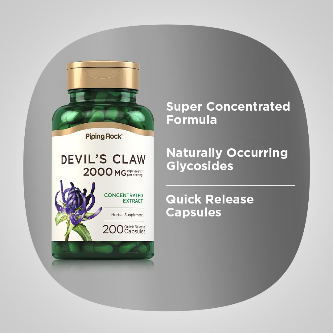 Foto 5 pulgar | Suplemento Piping Rock Devils Claw 2000 Mg 200 Cápsulas - Venta Internacional.